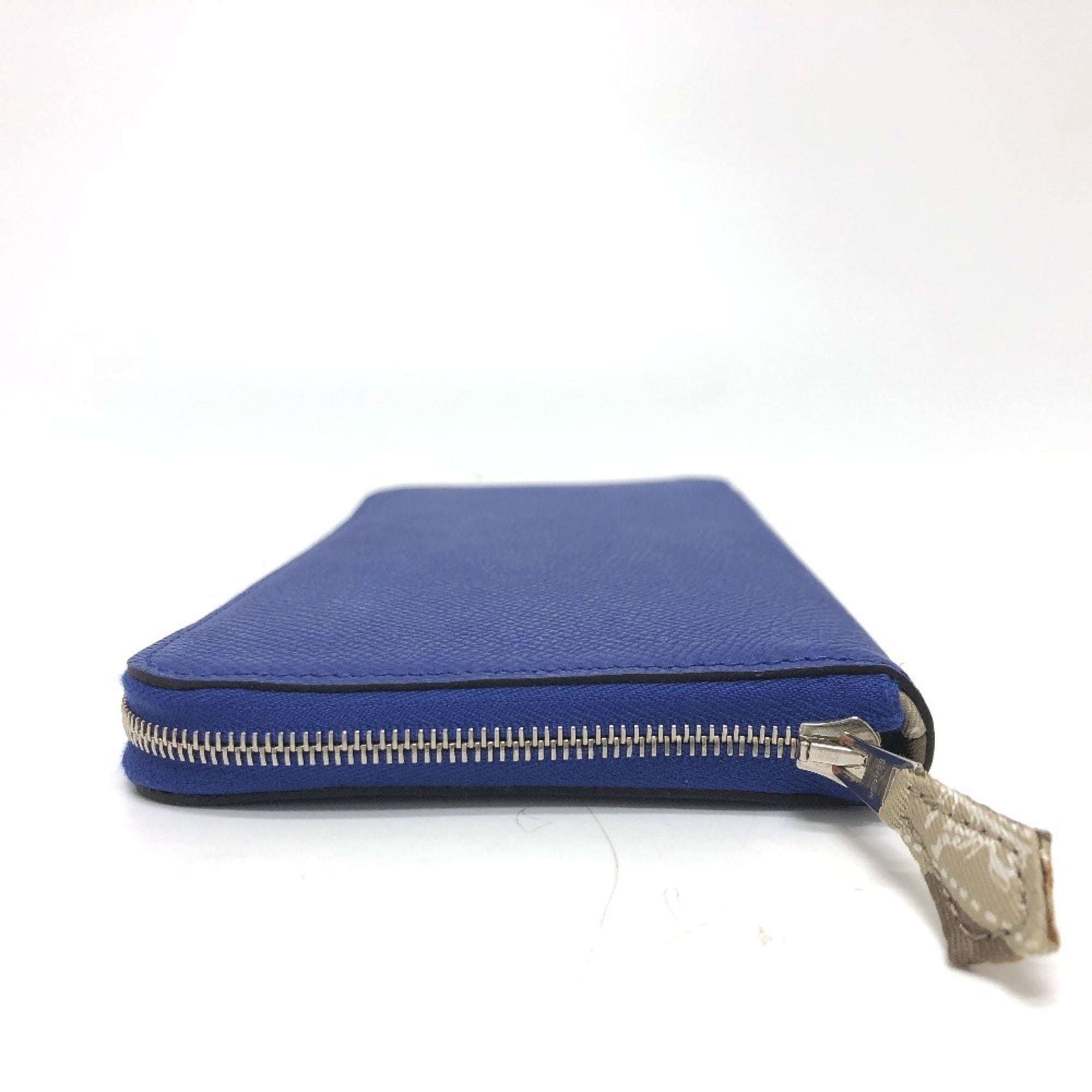 Hermes Silk'in Blue Epsom Leather Long Wallet (Bi-Fold) (Pre-Owned)