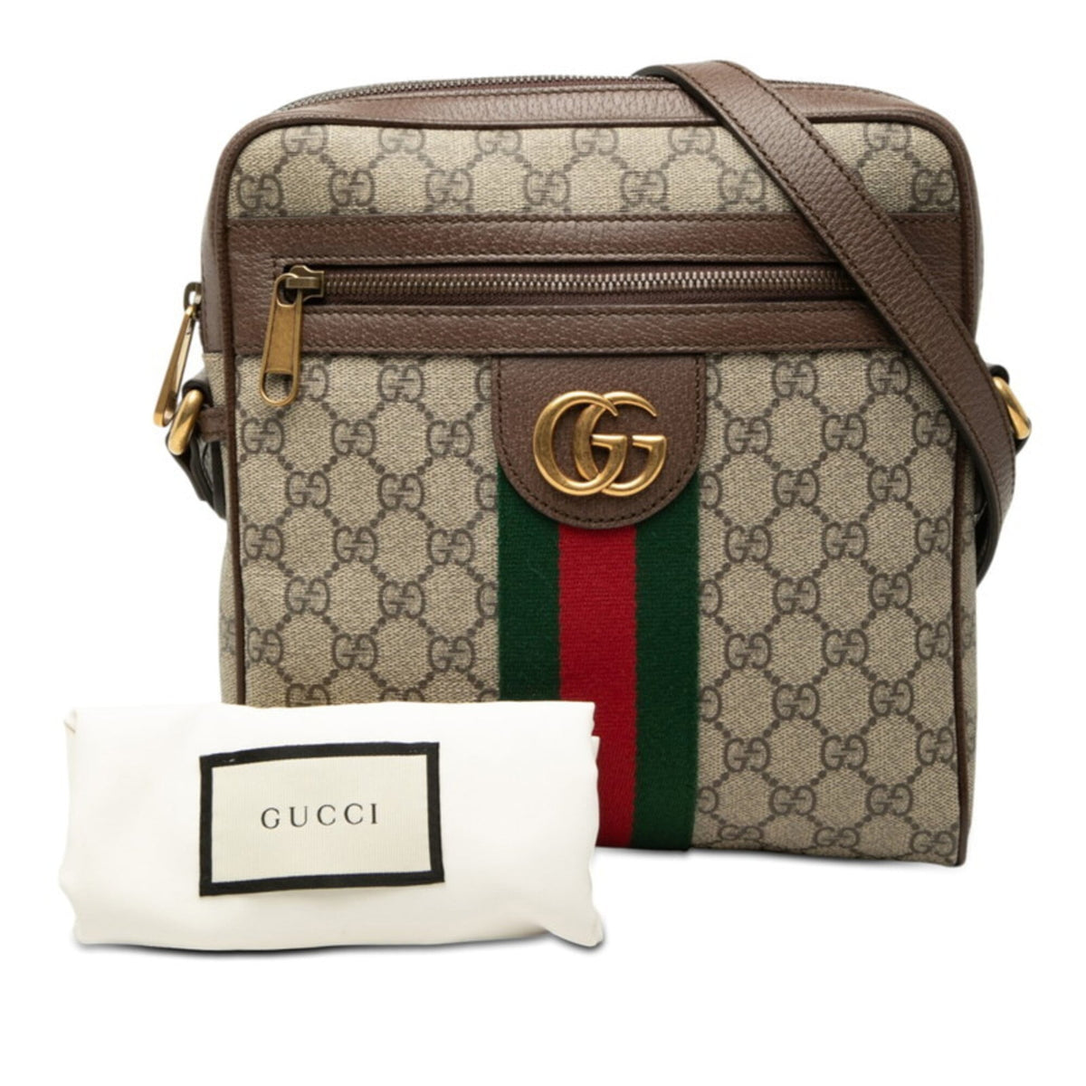 Gucci Brown Green Red Color Pvc Leather Shoulder Bag (Pre-Owned)