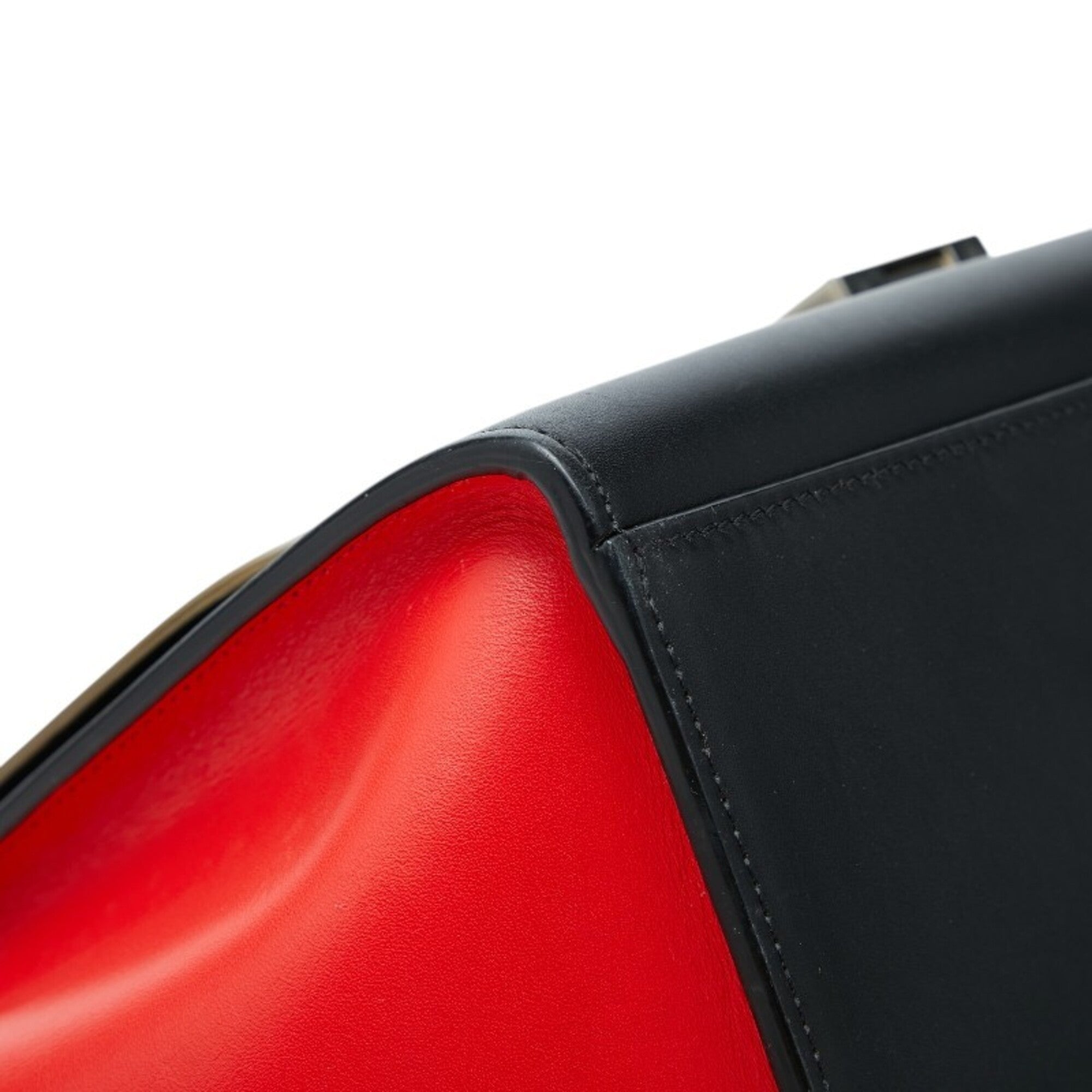 Celine Beige Black Red Color Leather Handbag Shoulder Bag (Pre-Owned)