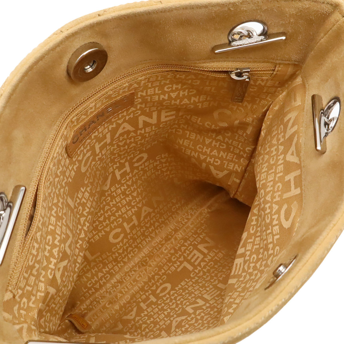 Chanel Beige Suede Shoulder Bag Tote Bag (Pre-Owned)