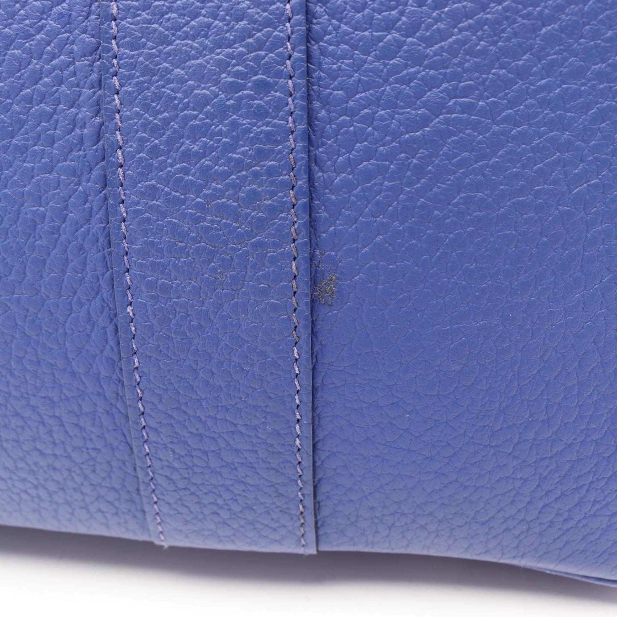 Hermes Black Blue Blue Electric Canvas Country Leather Handbag Tote Bag (Pre-Owned)
