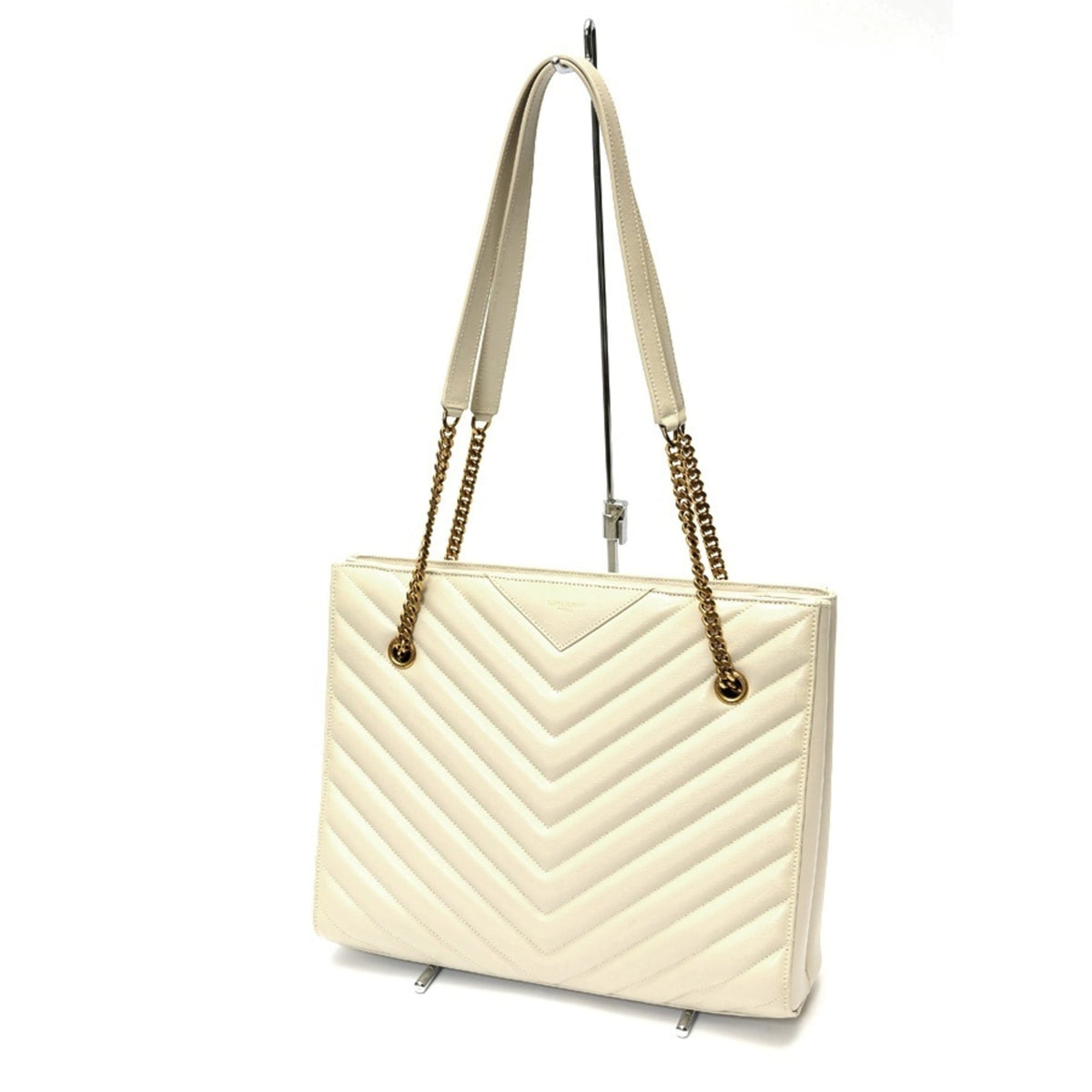 Saint Laurent Ivory Leather Shoulder Bag Tote Bag (Pre-Owned)