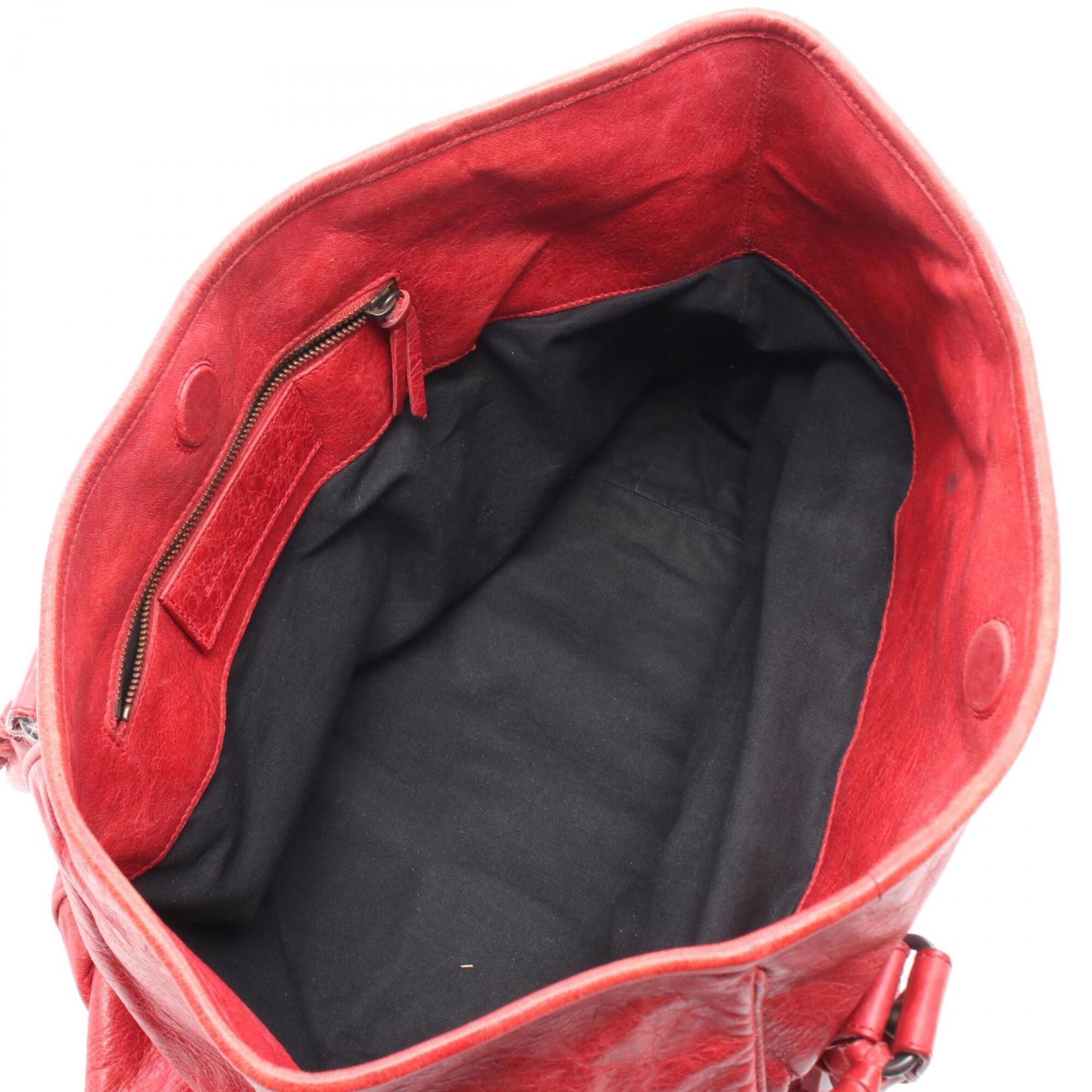 Balenciaga Red Color Leather Handbag Tote Bag (Pre-Owned)
