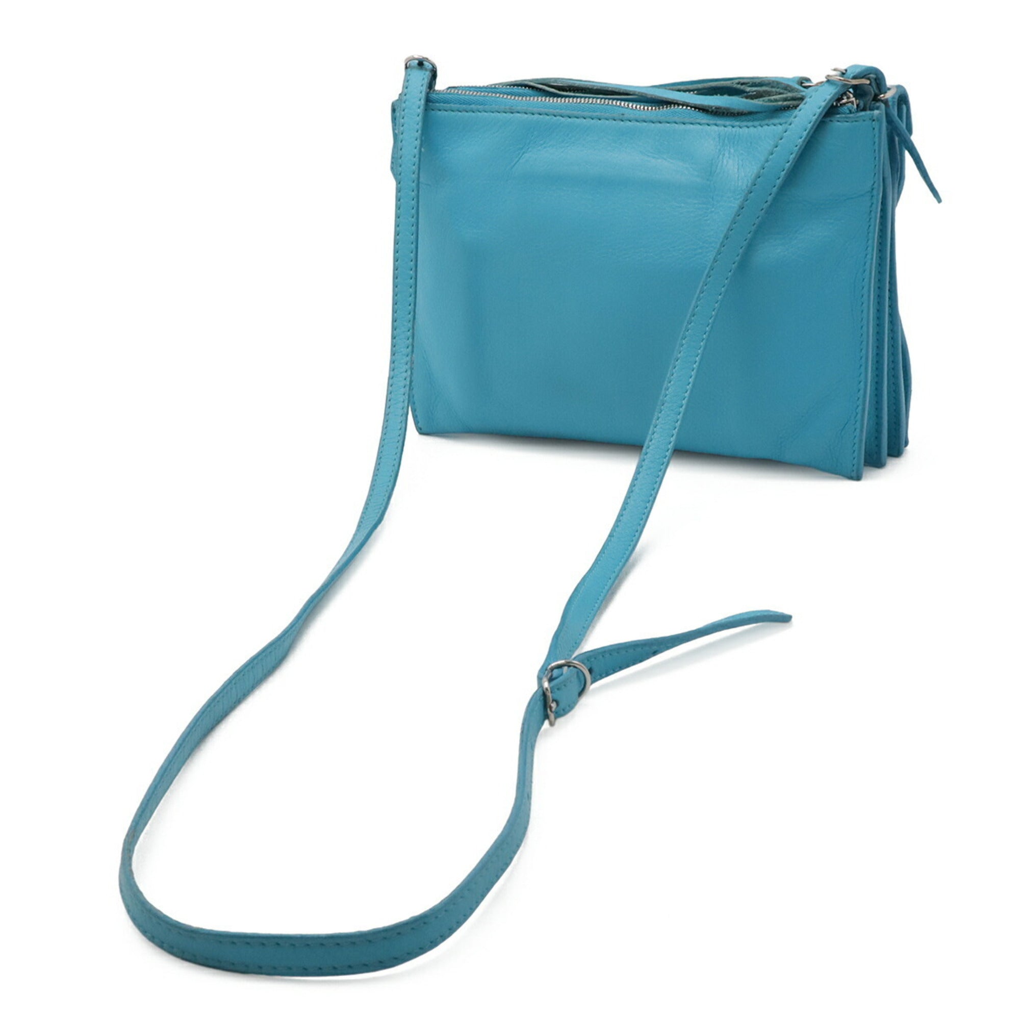 Balenciaga Paper Turquoise Leather Clutch Bag Pochette Shoulder Bag (Pre-Owned)
