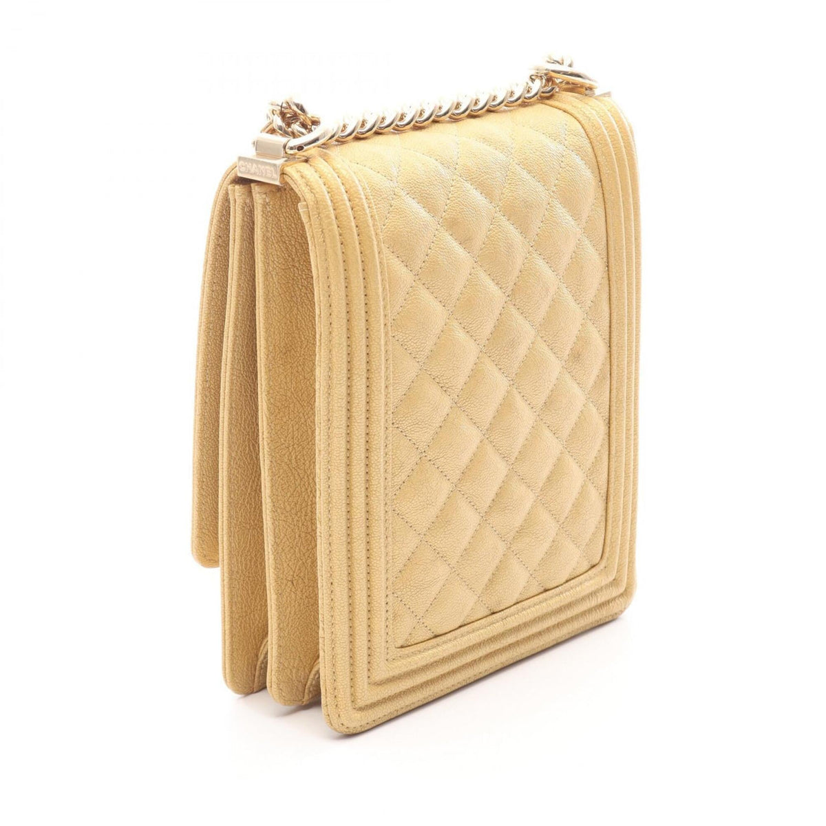 Chanel Gold Grained Calfskin Handbag Shoulder Bag (Pre-Owned)