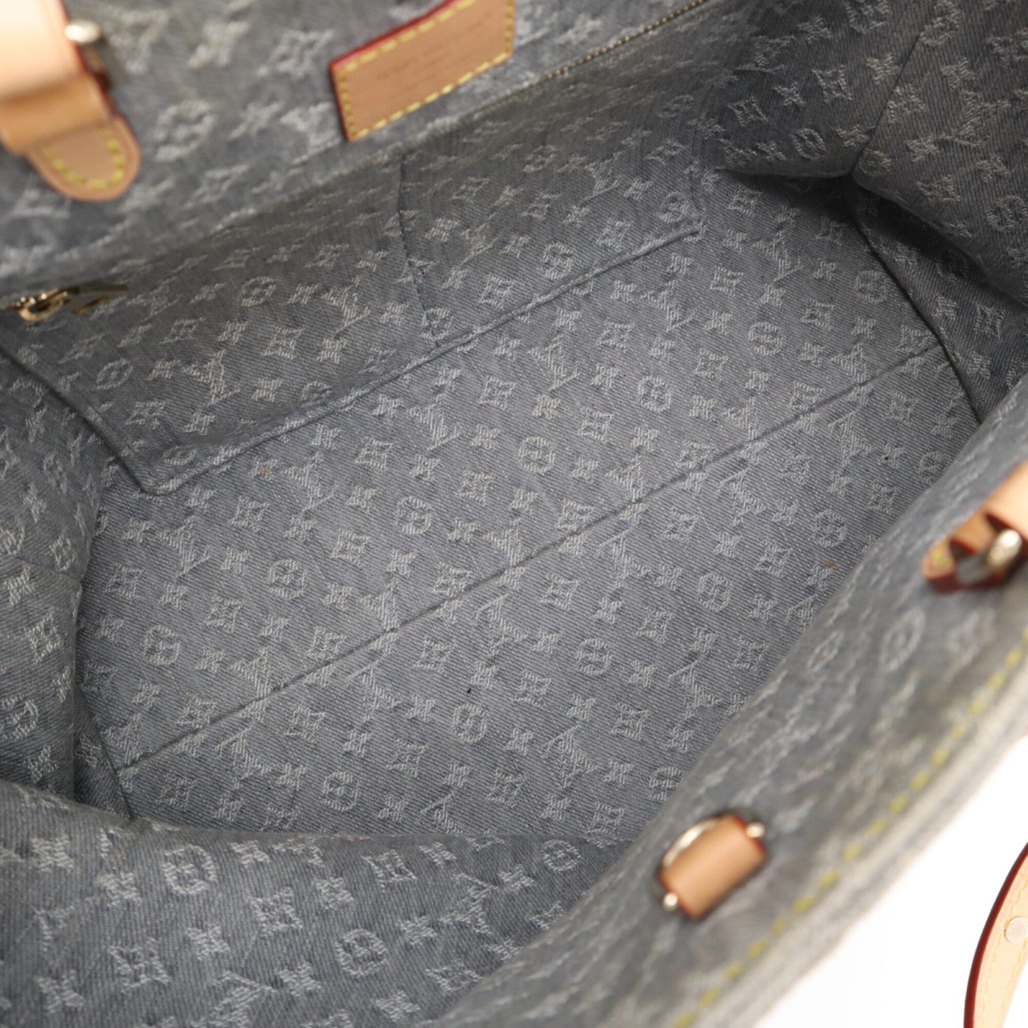 Louis Vuitton Beige Blue Cotton Handbag (Pre-Owned)
