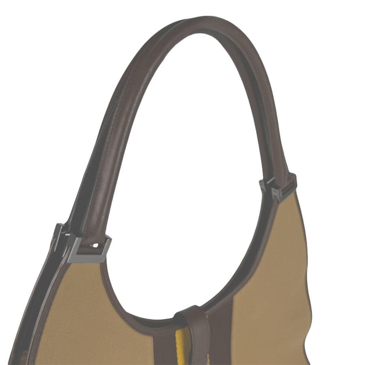 Gucci Beige Brown Yellow Canvas Leather Handbag (Pre-Owned)