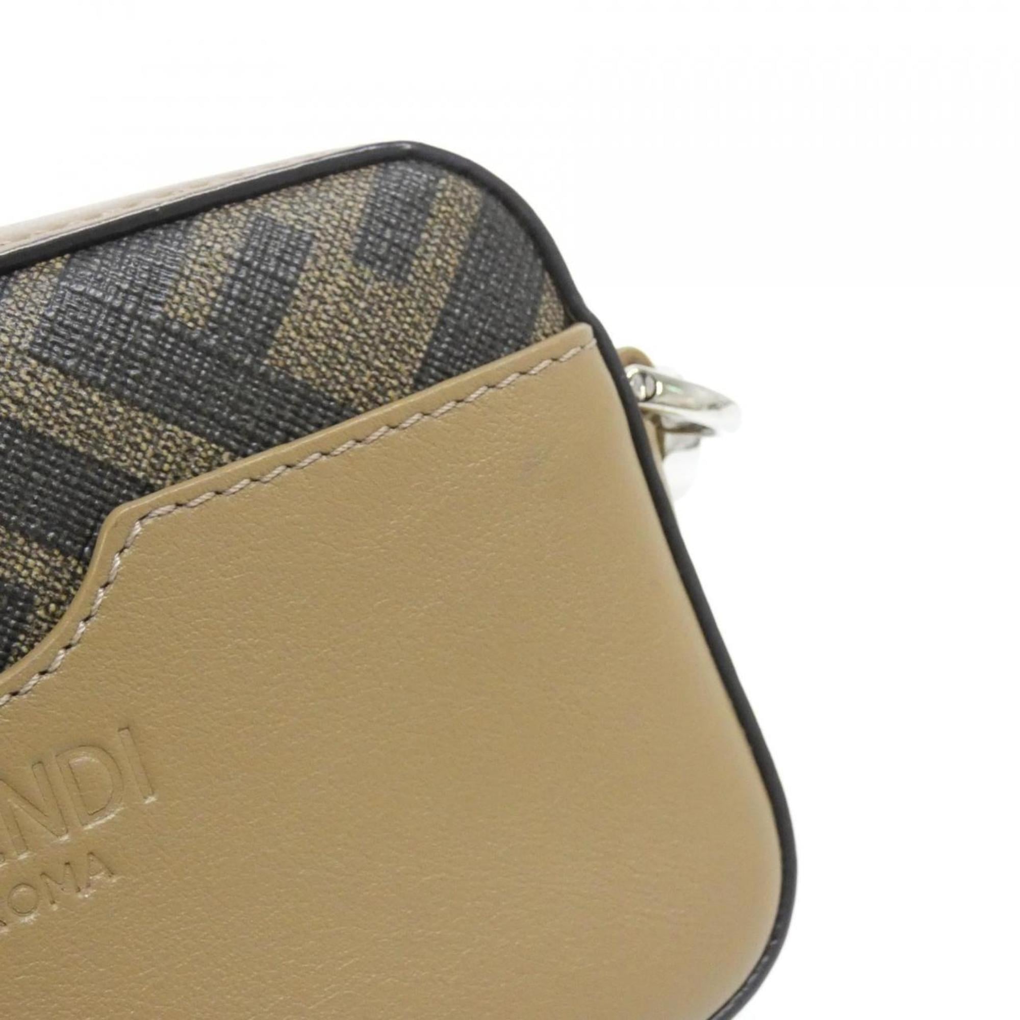 Fendi Brown Coated Canvas Leather Shoulder Bag (Pre-Owned)