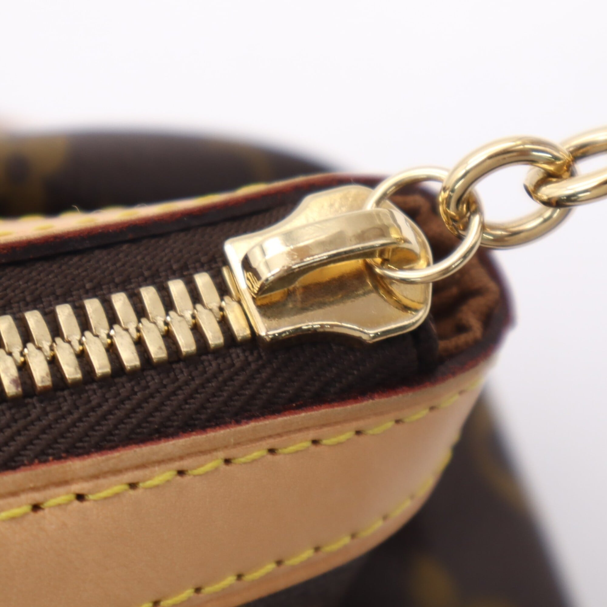 Louis Vuitton Beige Brown Coated Canvas Leather Handbag (Pre-Owned)
