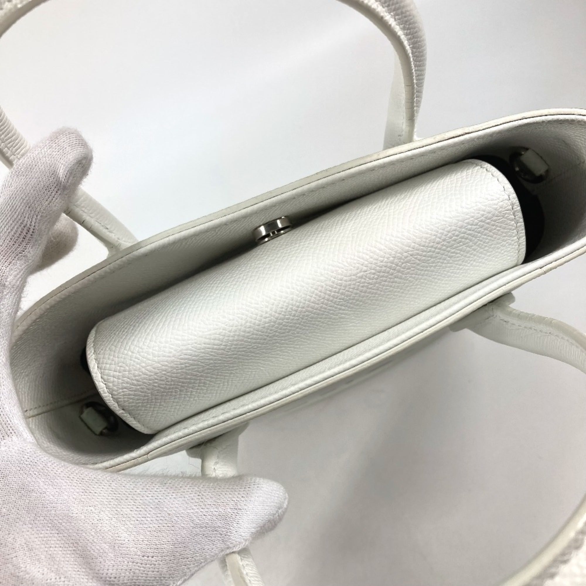 Balenciaga Black White Leather Handbag Shoulder Bag Tote Bag (Pre-Owned)