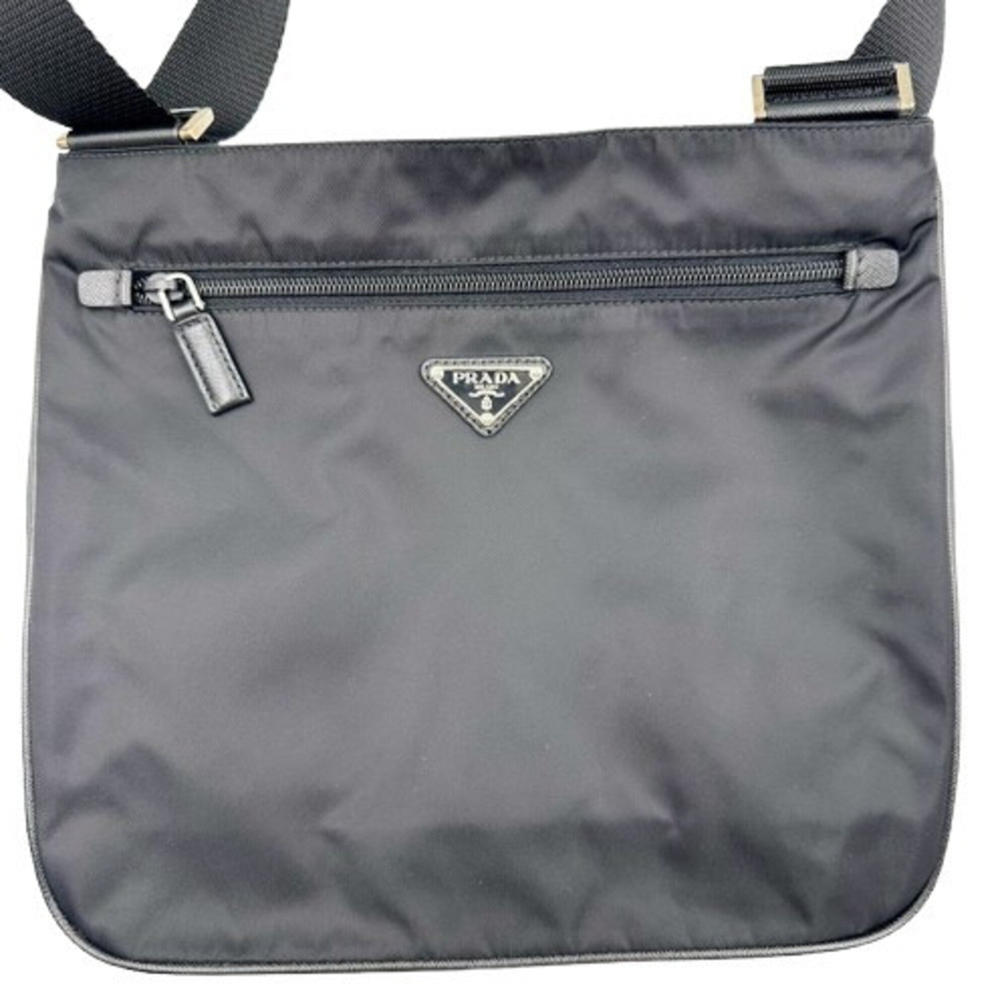 Prada Black Nylon Saffiano Triangle Shoulder Bag (Pre-Owned)