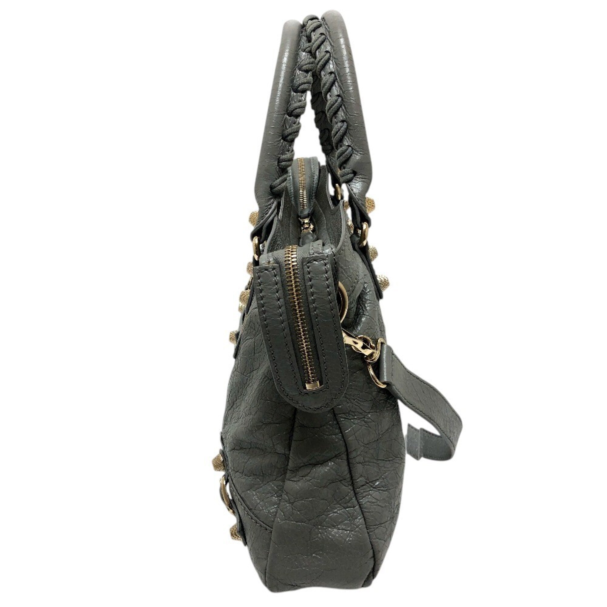 Balenciaga Gray Leather Handbag Shoulder Bag (Pre-Owned)