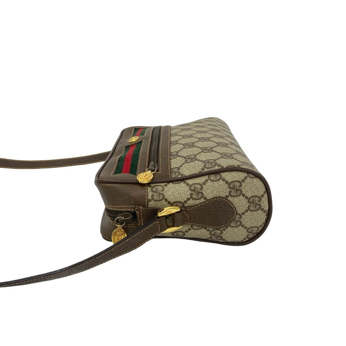 Gucci Brown Green Red Color Leather Pvc Shoulder Bag (Pre-Owned)