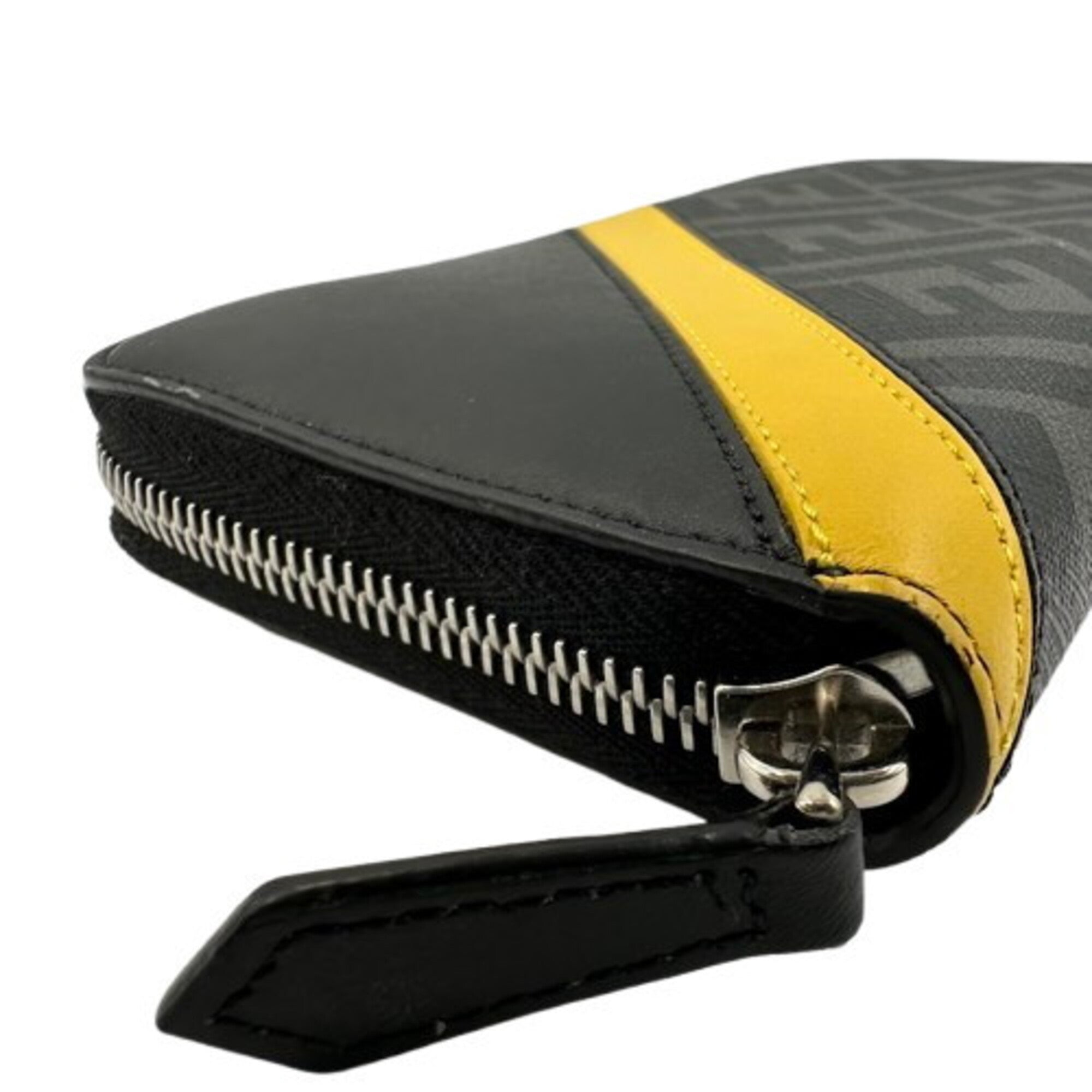 Fendi Black Yellow Leather Long Wallet (Bi-Fold) (Pre-Owned)