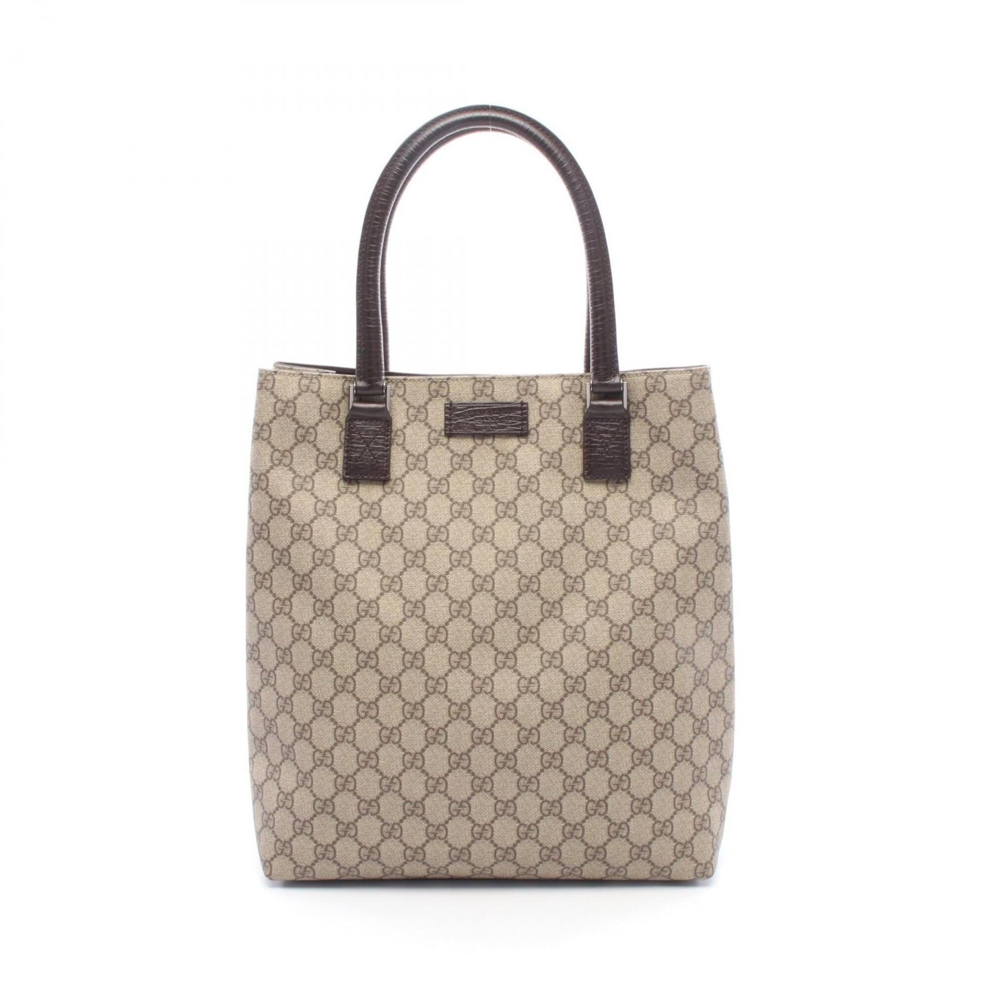 Gucci Beige Brown Gg Plus Leather Handbag Tote Bag (Pre-Owned)