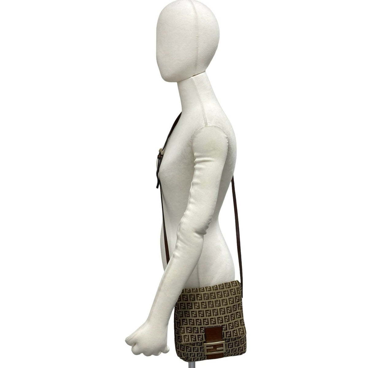 Fendi Brown Canvas Leather Shoulder Bag (Pre-Owned)