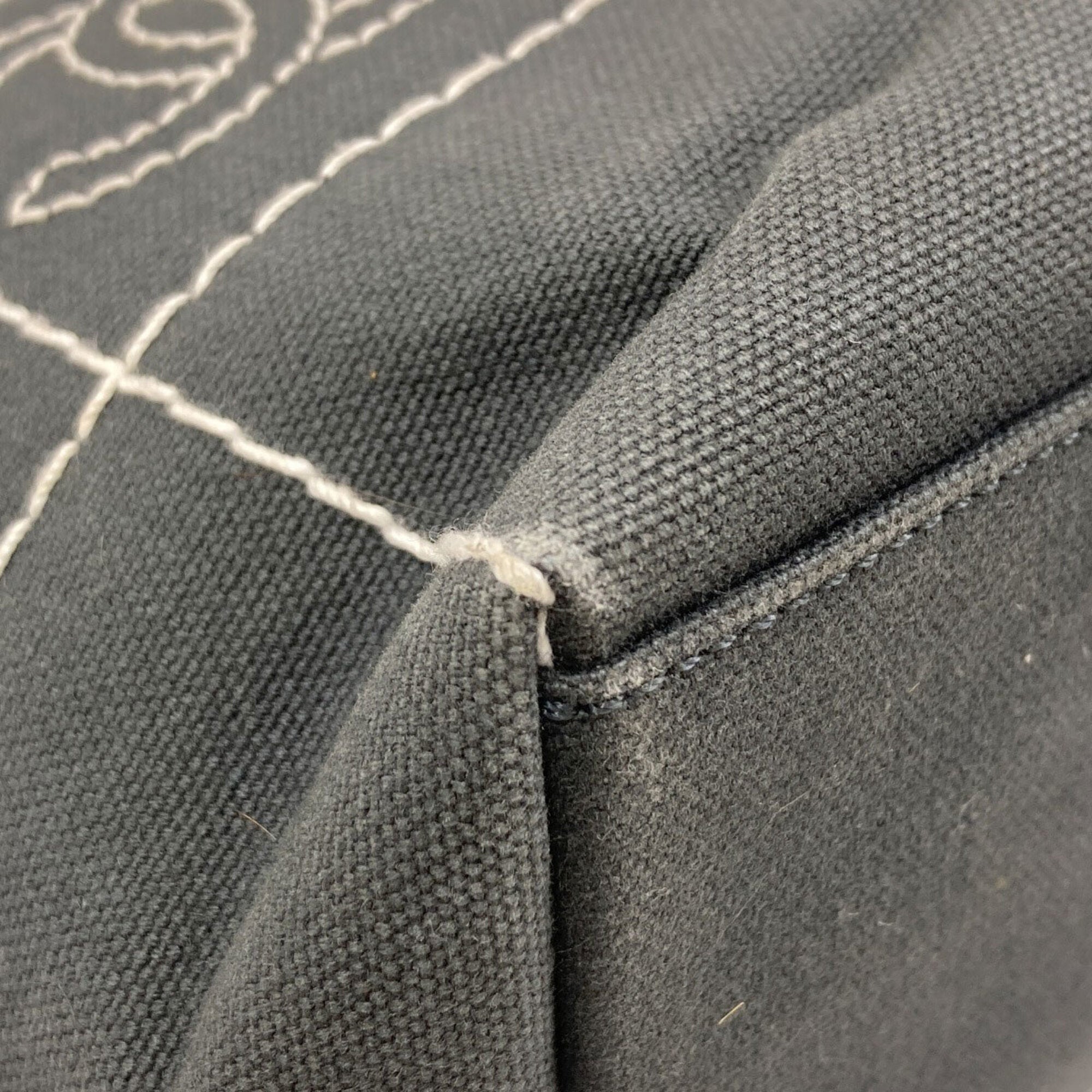 Chanel Gray White Canvas Handbag (Pre-Owned)