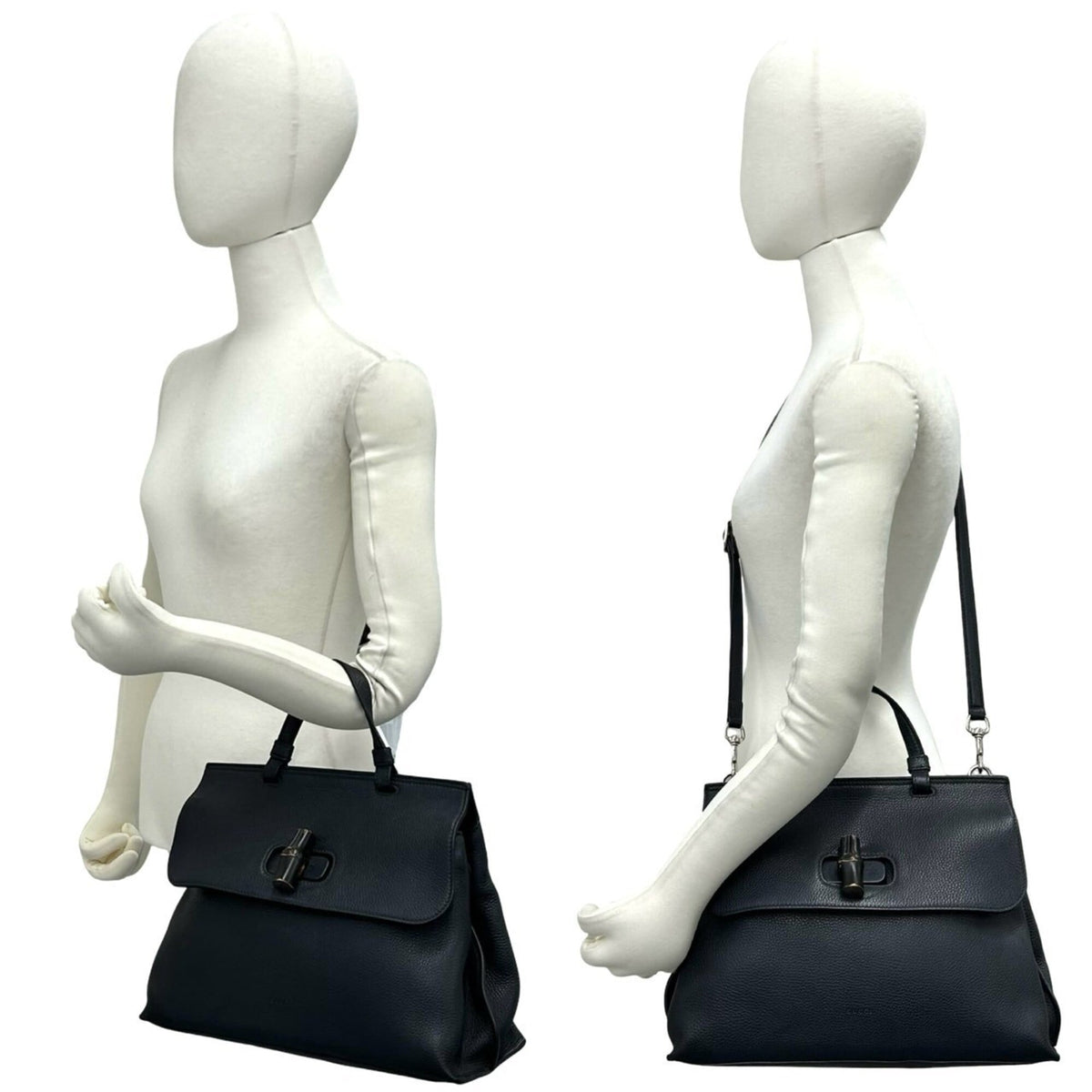Gucci Black Leather Handbag Shoulder Bag Tote Bag (Pre-Owned)
