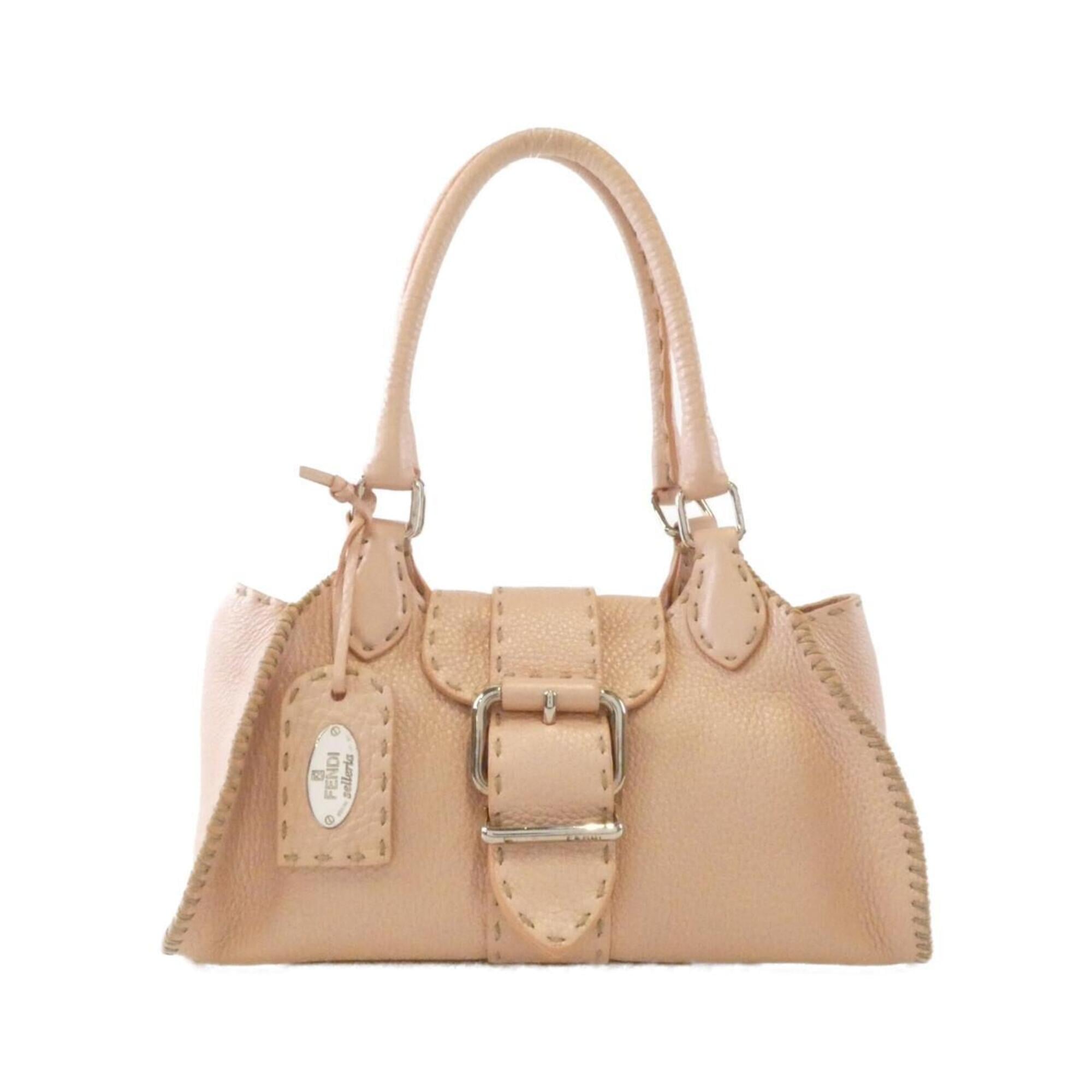 Fendi Beige Beige Pink Leather Shoulder Bag (Pre-Owned)