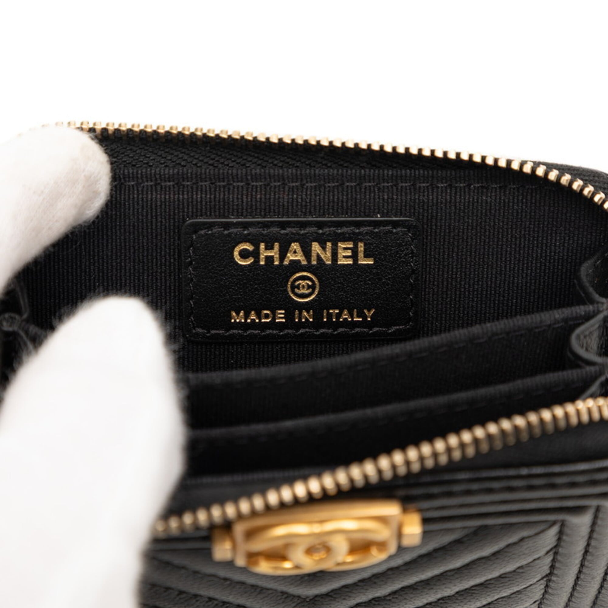 Chanel Boy Chanel Black Leather Coin Purse/Coin Case (Pre-Owned)