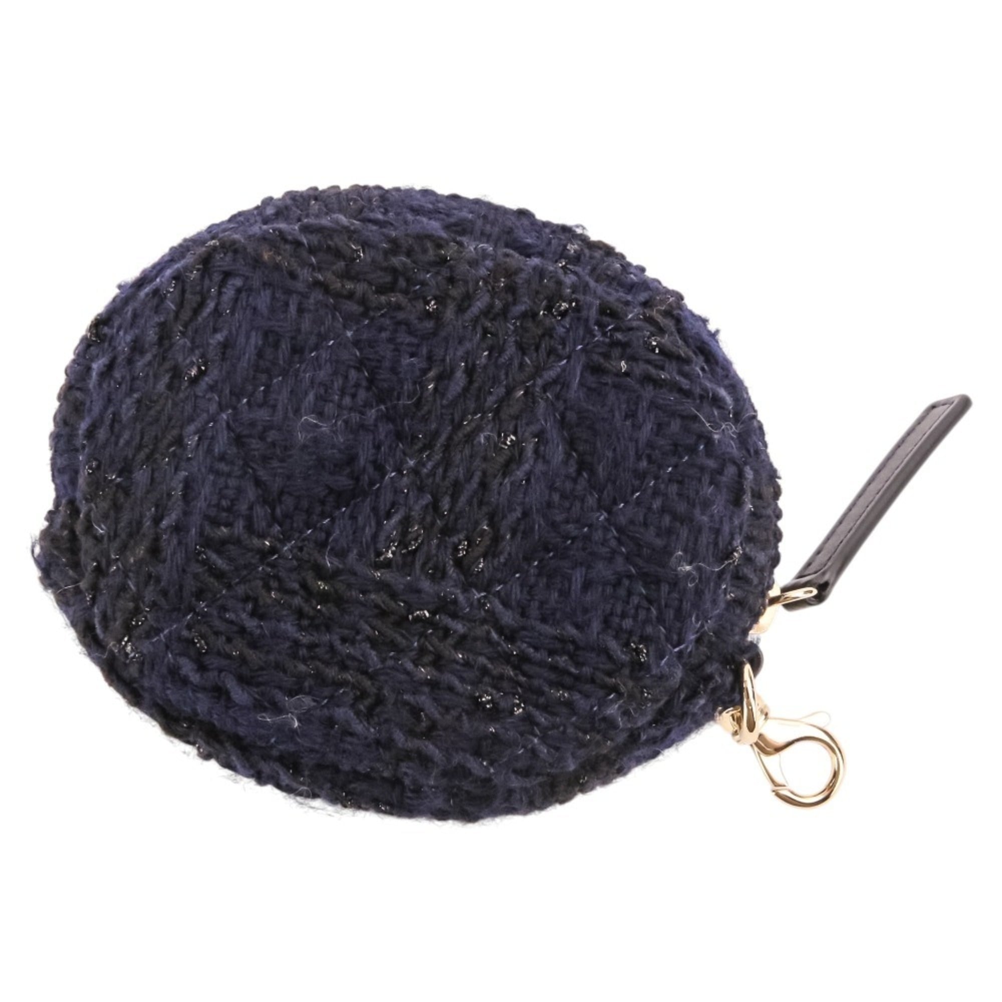 Chanel Matelasse Navy Tweed Handbag Pouch (Pre-Owned)