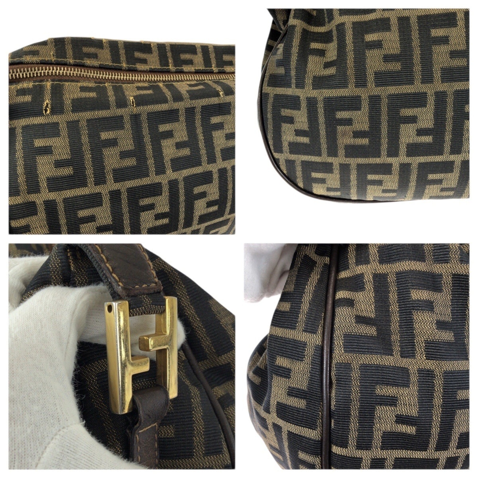 Fendi Dark Brown Canvas Messenger Bag Shoulder Bag (Pre-Owned)