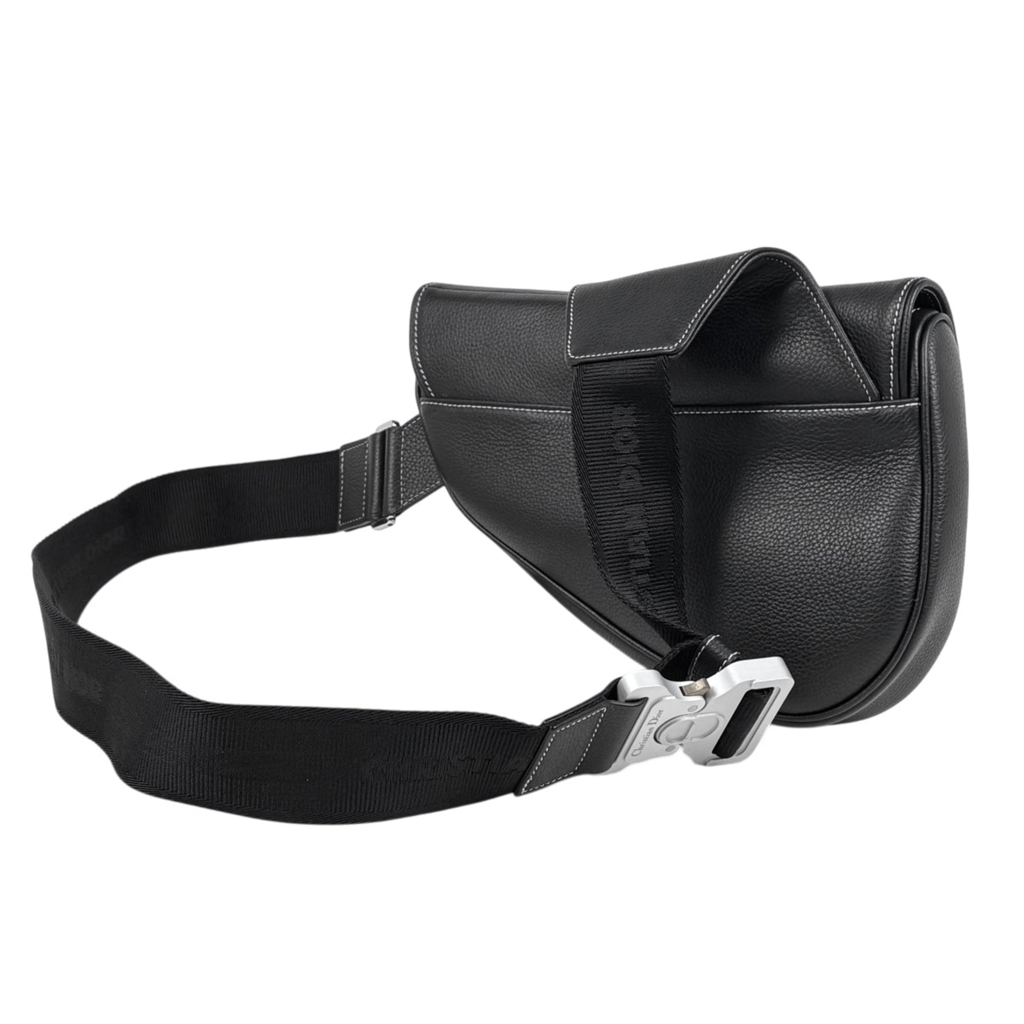 Christian Dior Black Leather Saddle Bag Sling Bag (Pre-Owned)