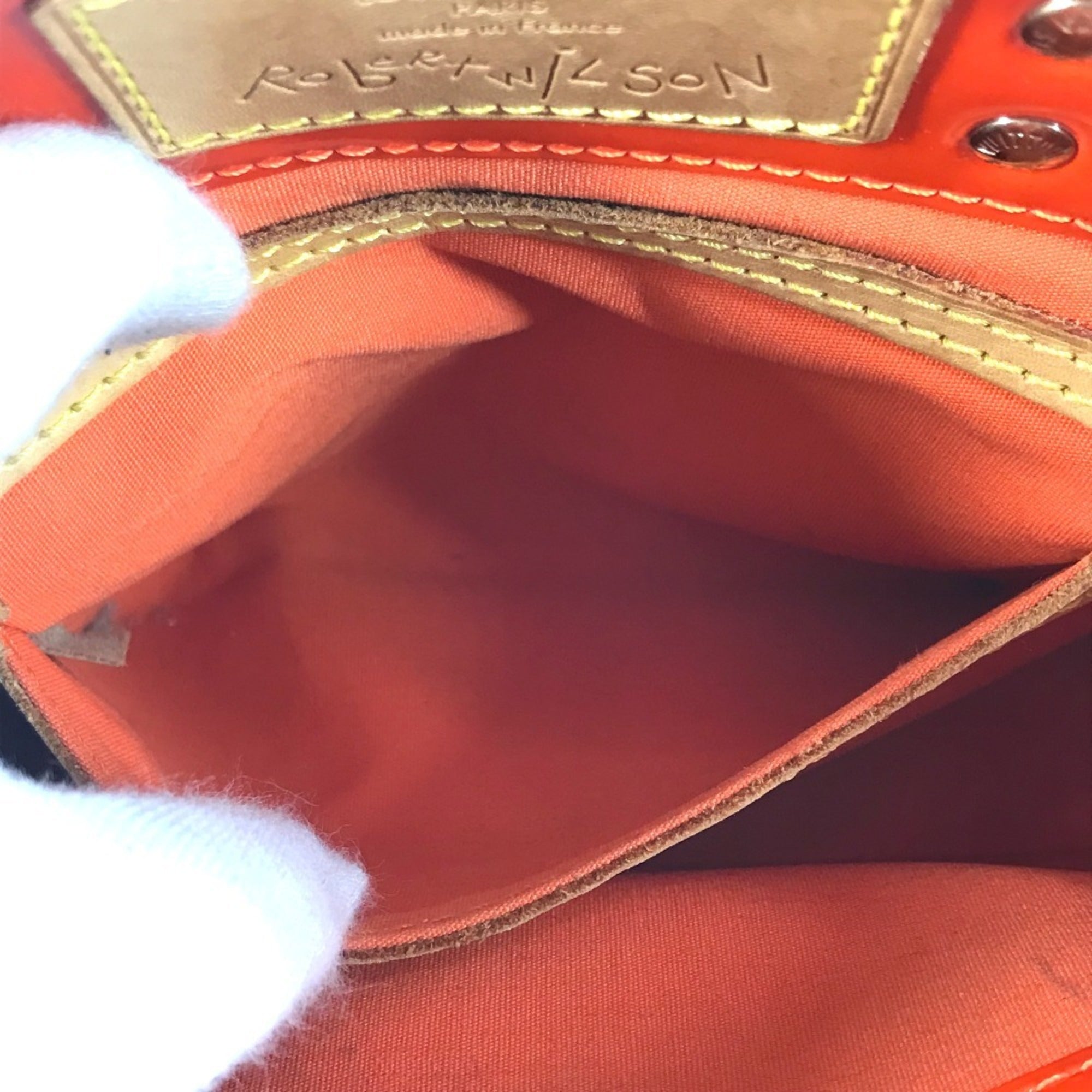 Louis Vuitton Orange Monogram Vernis Handbag Tote Bag (Pre-Owned)