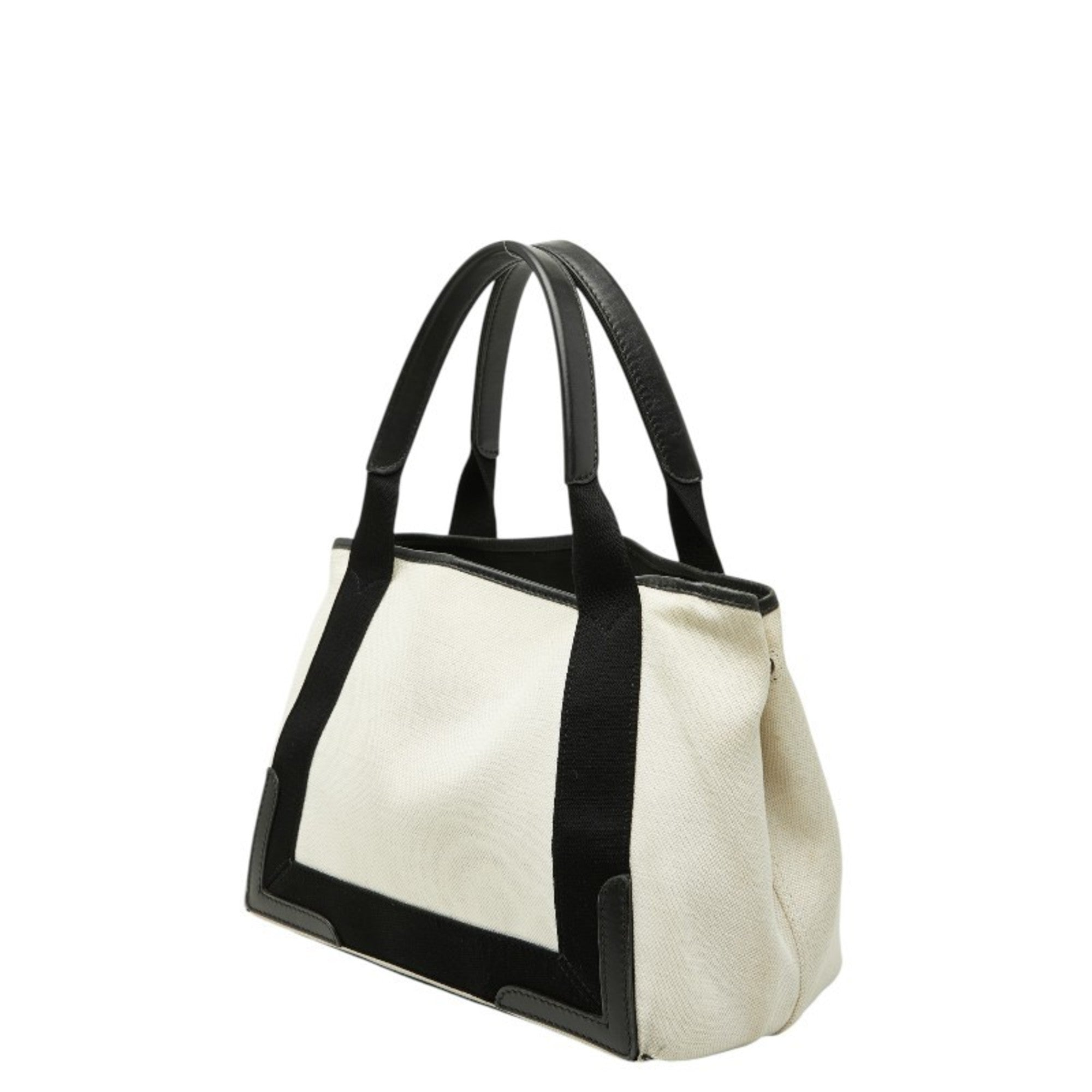 Balenciaga Black White Canvas Leather Handbag Pouch Tote Bag (Pre-Owned)