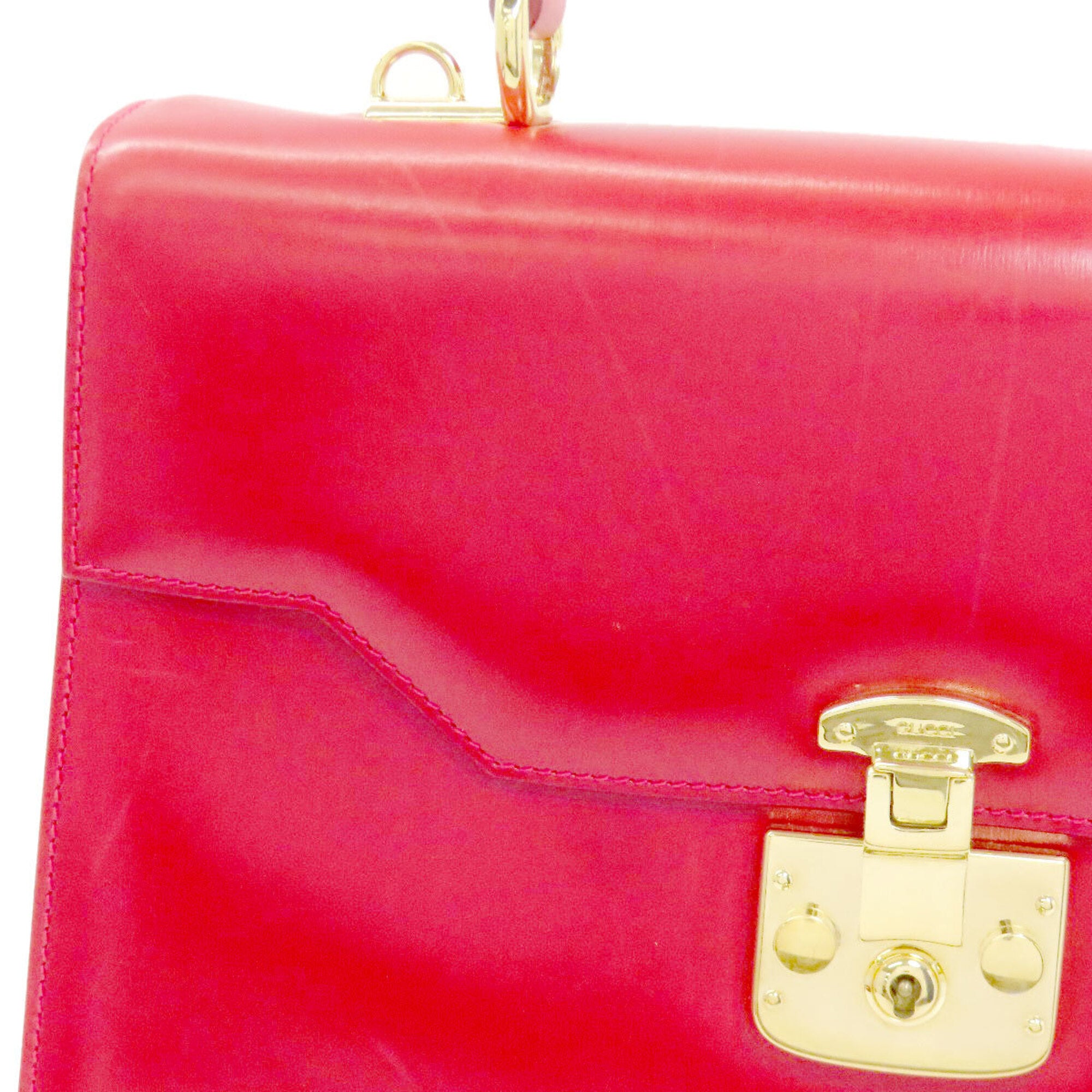 Gucci Red Color Leather Handbag (Pre-Owned)