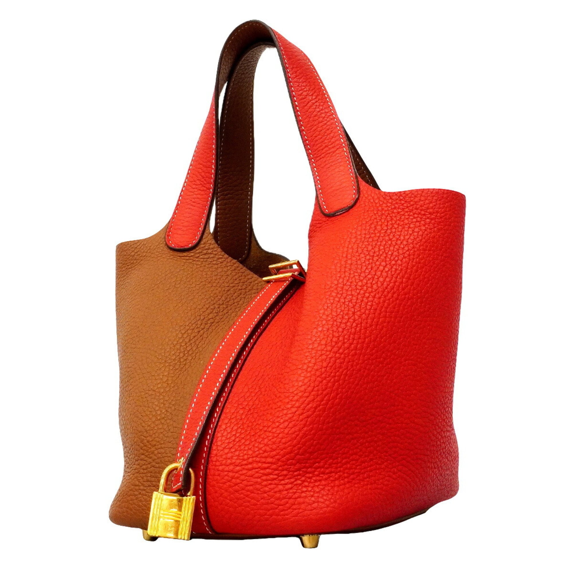 Hermes Gold Taurillon Clemence Leather Handbag (Pre-Owned)