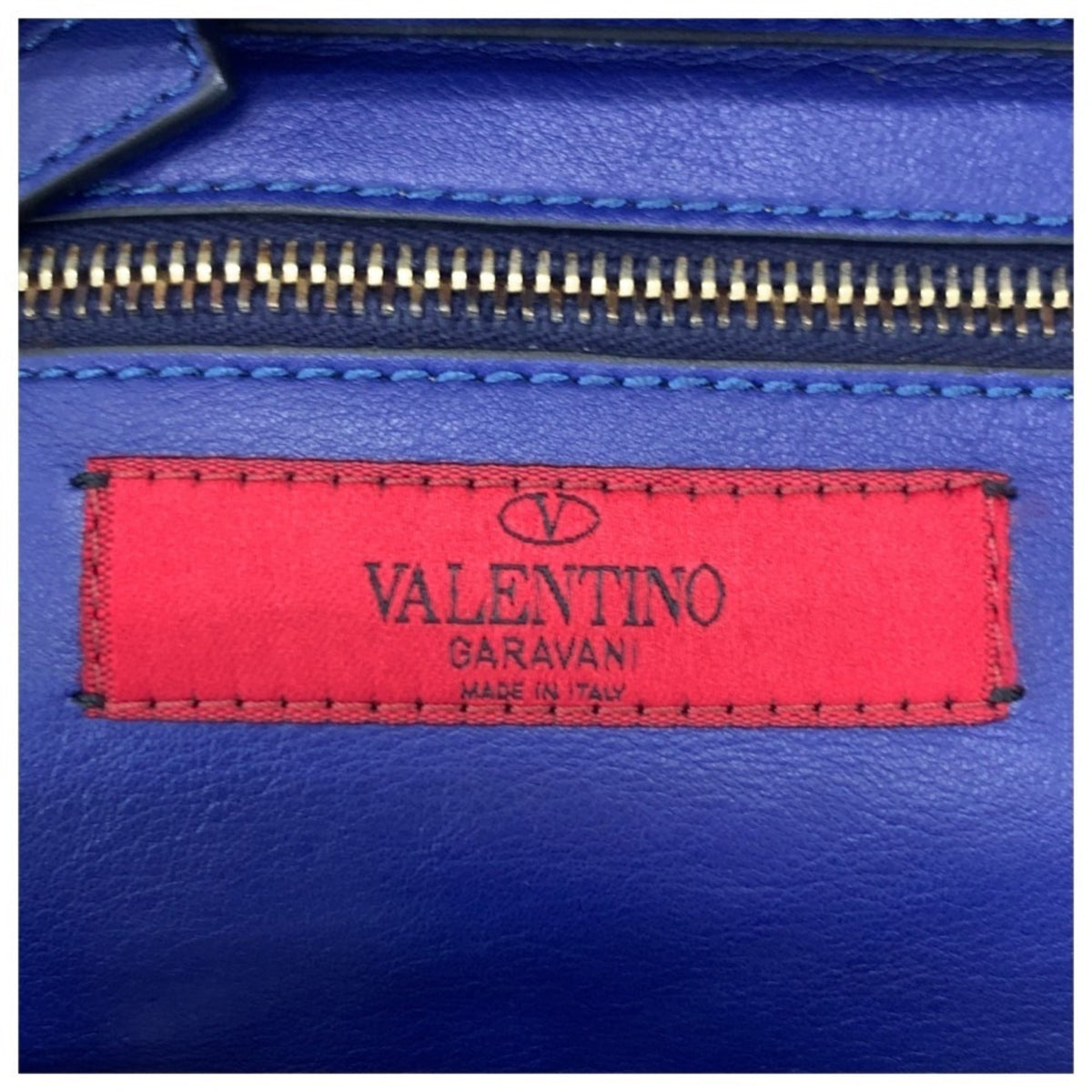 Valentino Blue Leather Shoulder Bag Tote Bag (Pre-Owned)