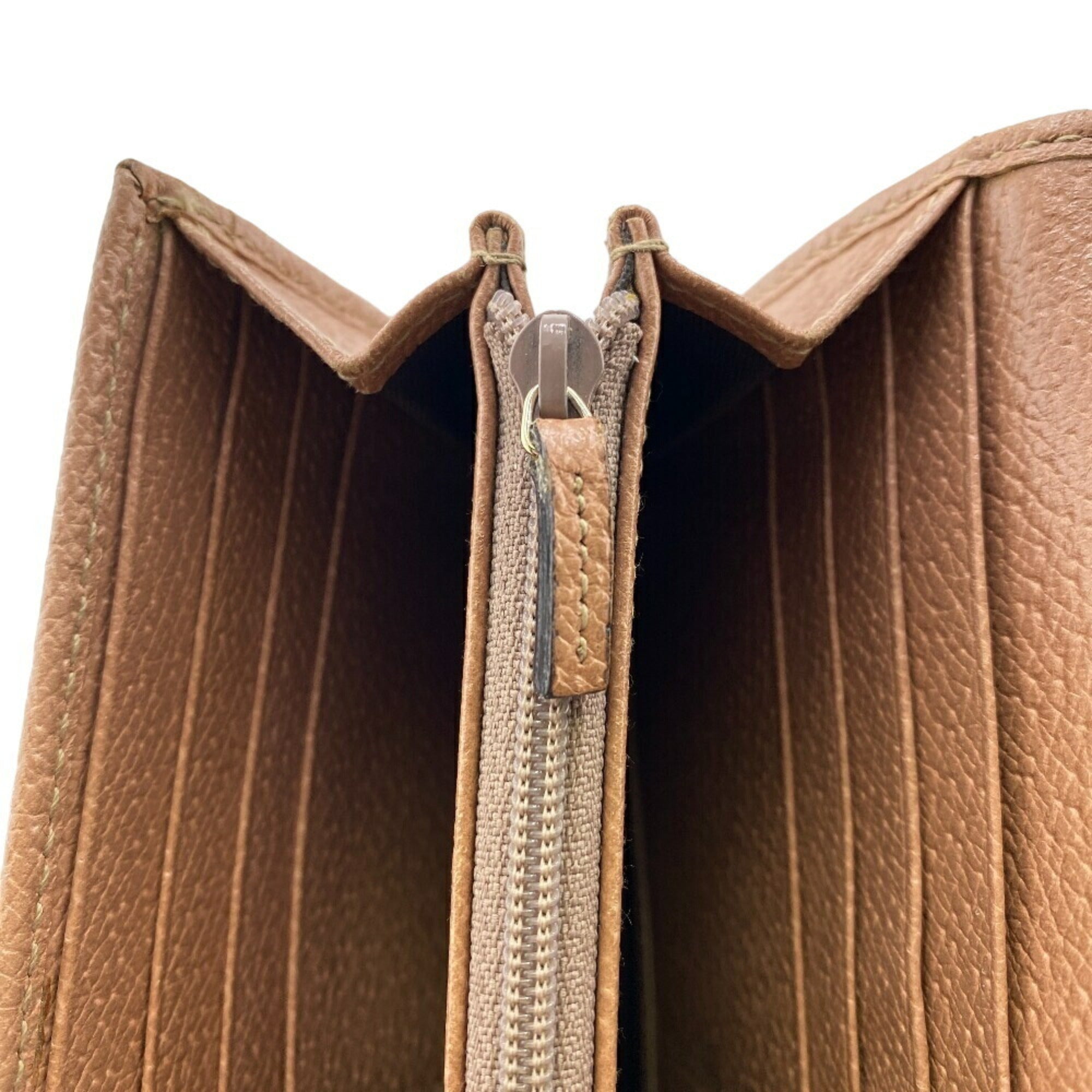 Gucci Beige Pink Canvas Leather Long Wallet (Bi-Fold) (Pre-Owned)