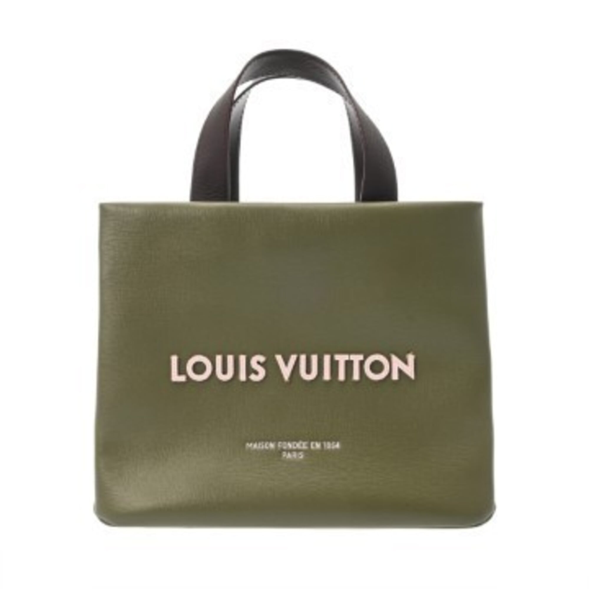 Louis Vuitton Green Khaki Leather Tote Bag (Pre-Owned)