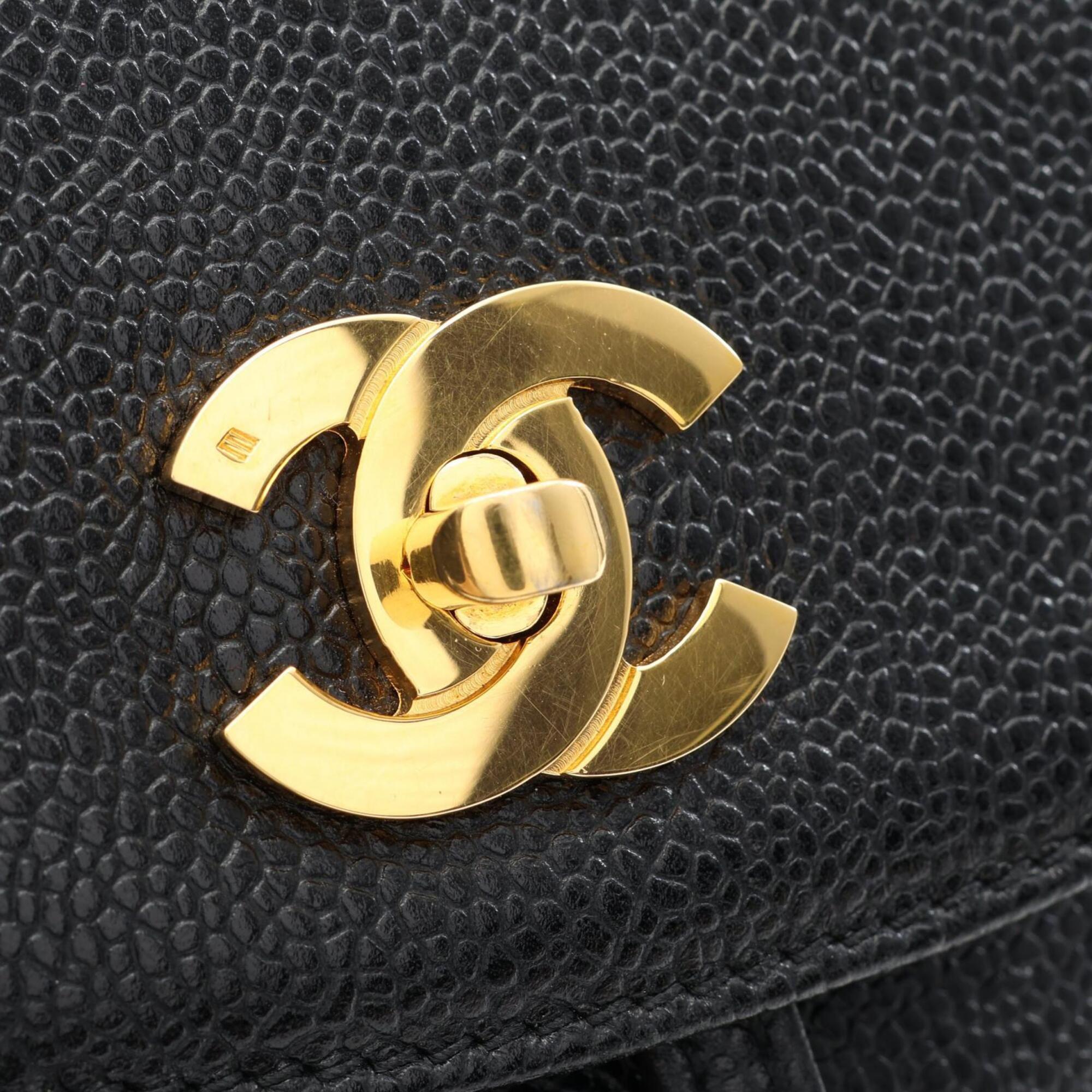 Chanel Black Grained Calfskin Backpack Handbag (Pre-Owned)
