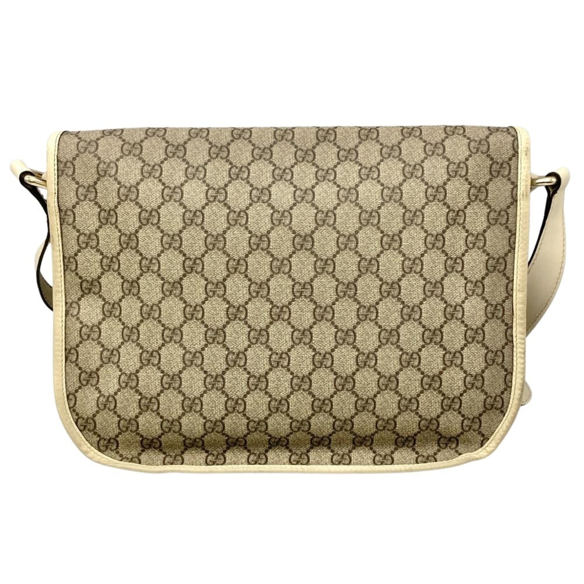 Gucci Beige Ivory Gg Supreme Canvas Shoulder Bag (Pre-Owned)