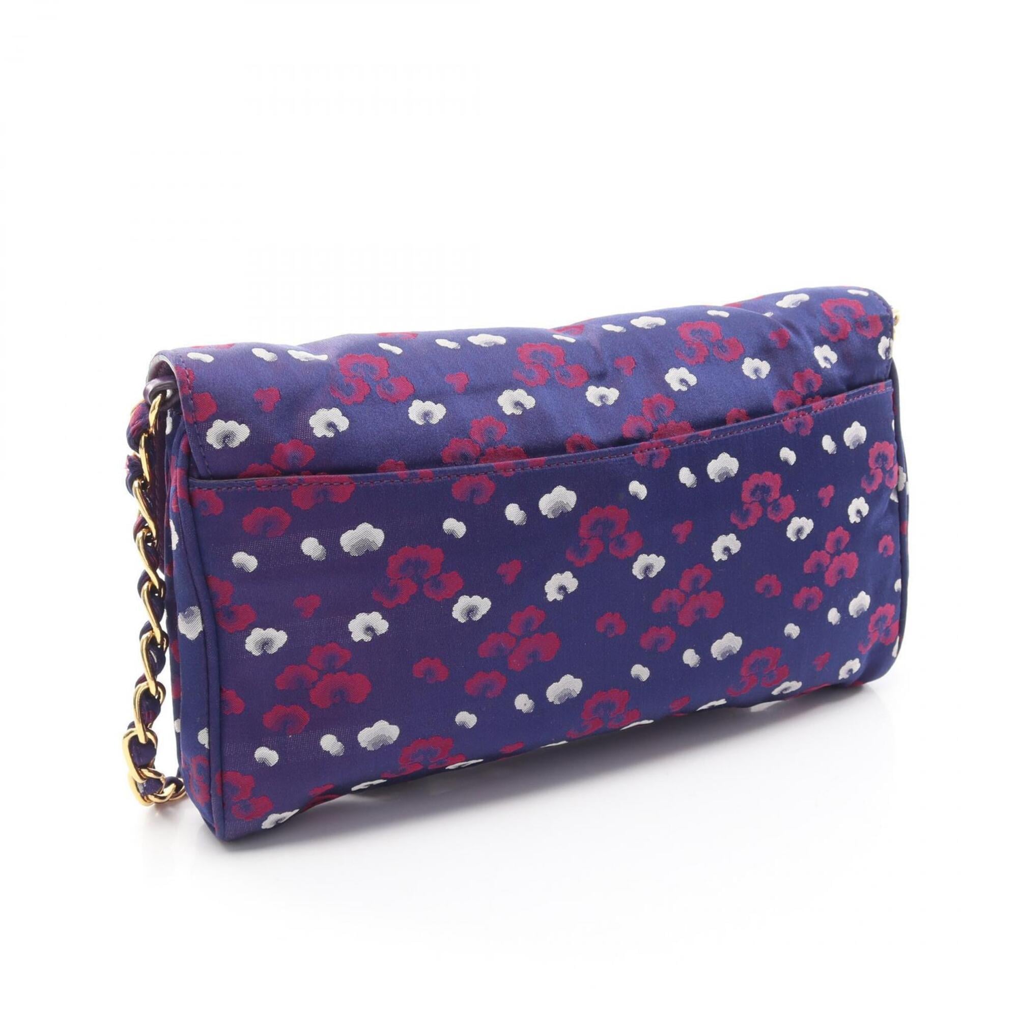 Prada Navy Red Color White Nylon Handbag Shoulder Bag (Pre-Owned)