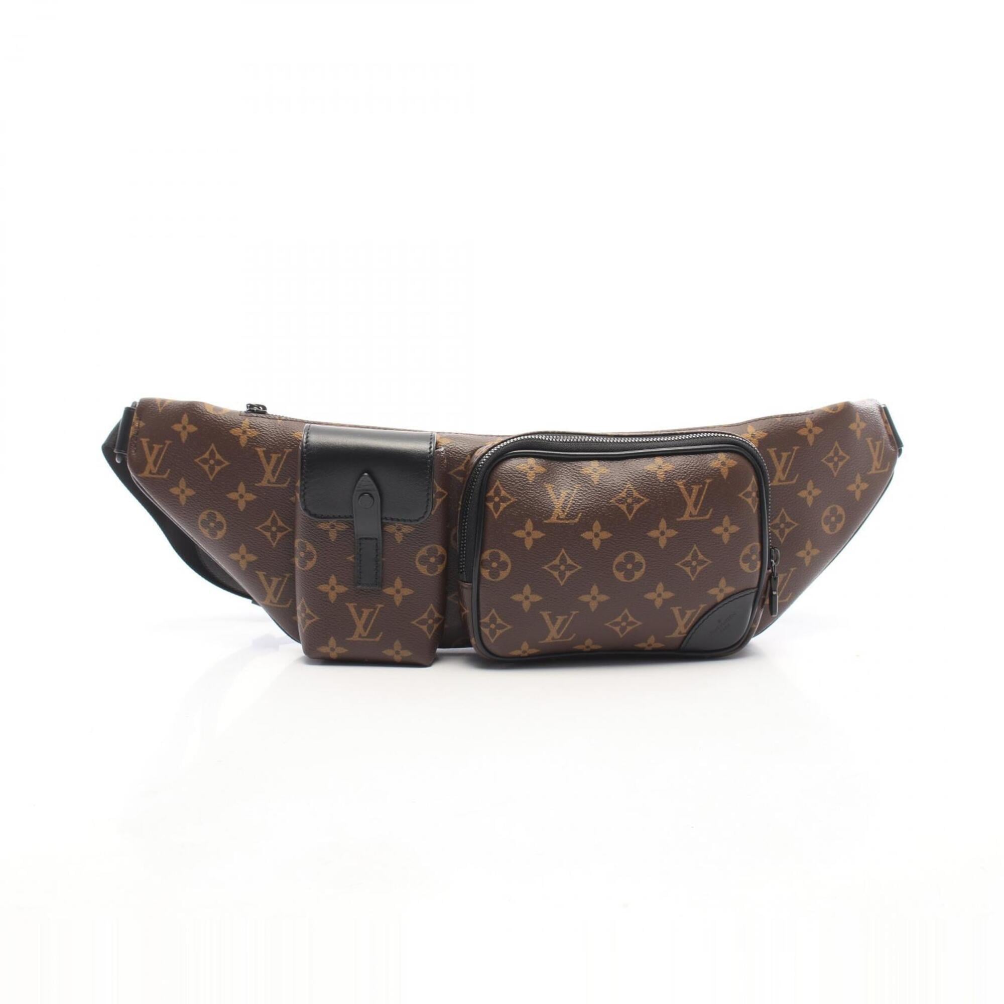 Louis Vuitton Black Brown Coated Canvas Leather Fanny Pack Handbag (Pre-Owned)