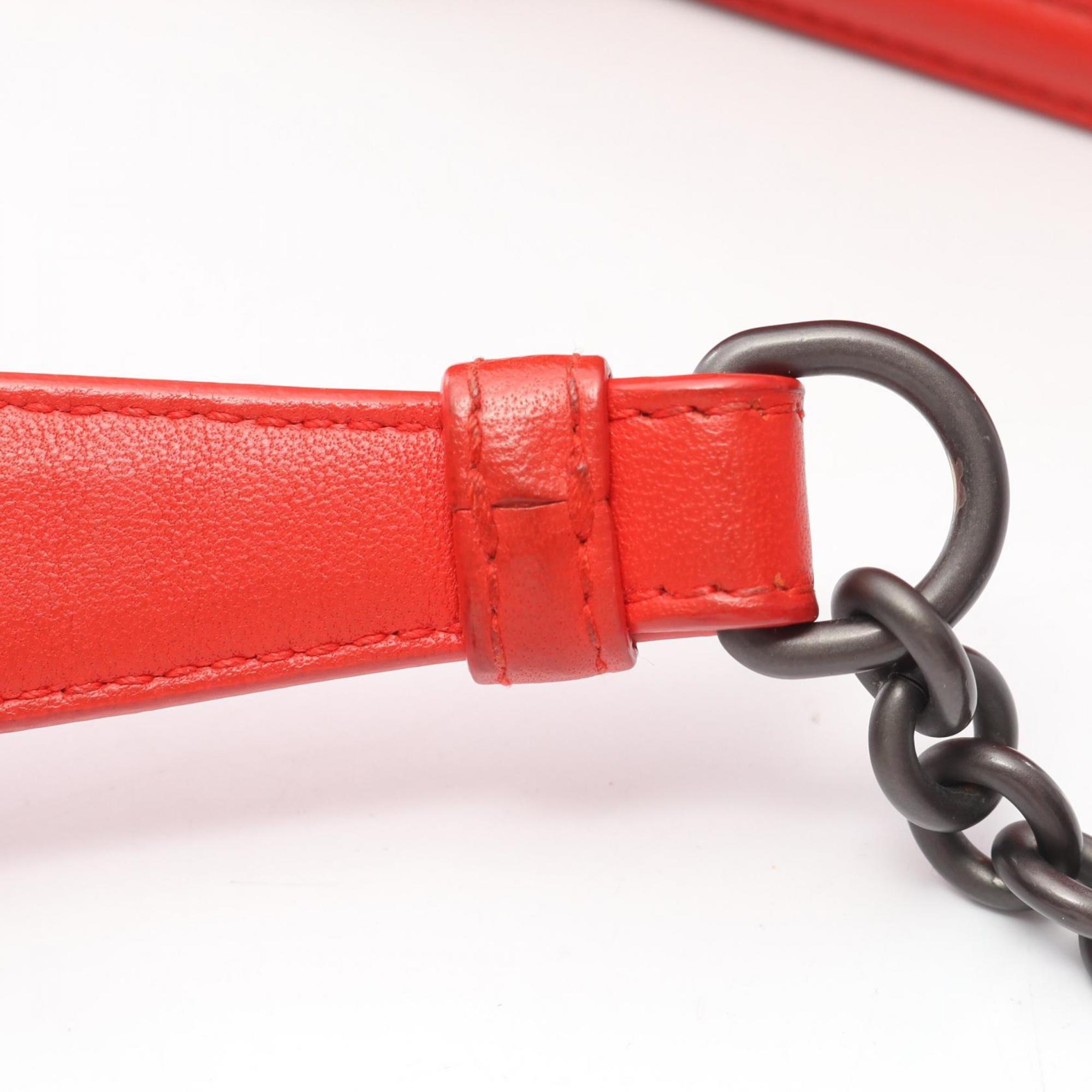 Bottega Veneta Red Color Leather Shoulder Bag (Pre-Owned)