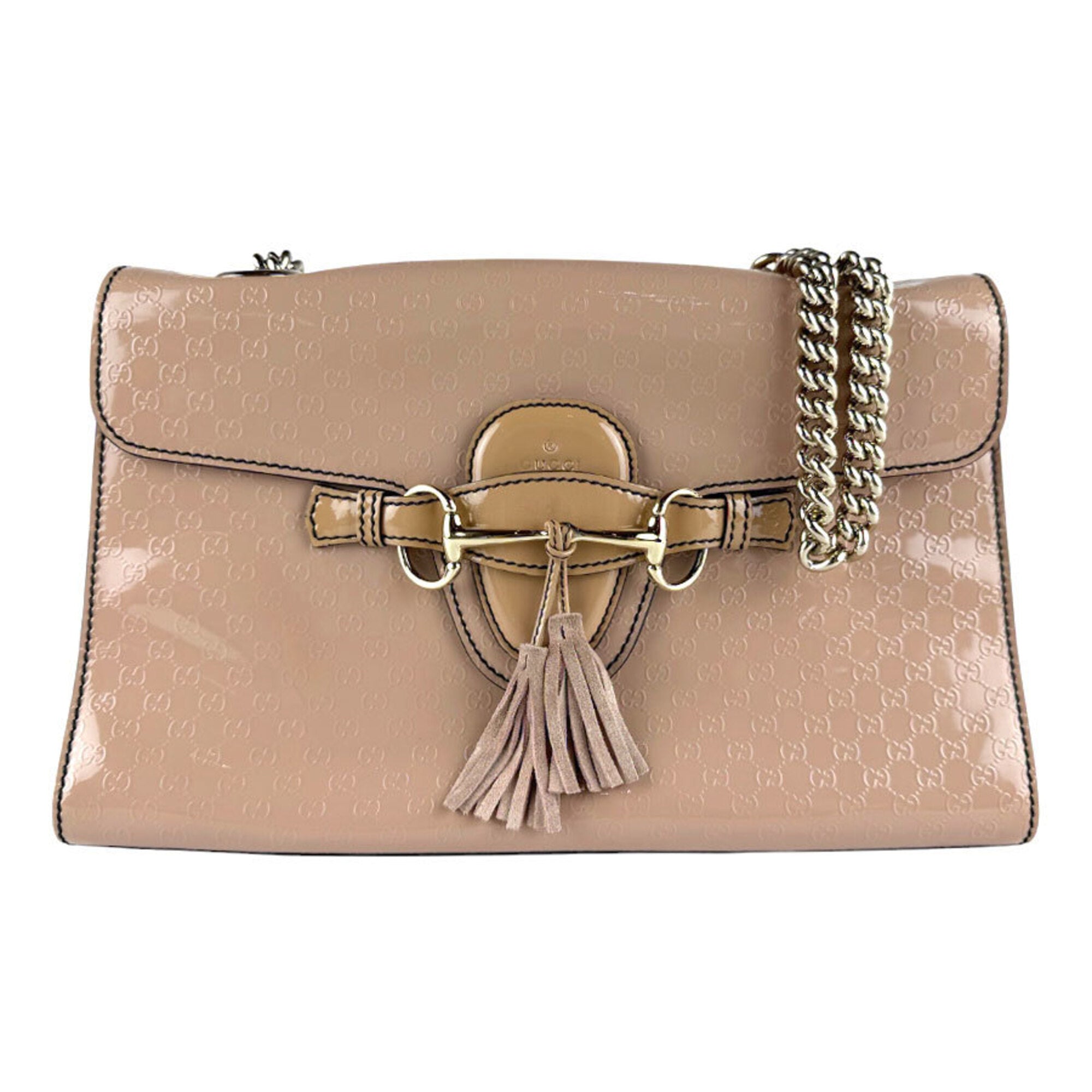 Gucci Pink Beige Patent Leather Shoulder Bag (Pre-Owned)