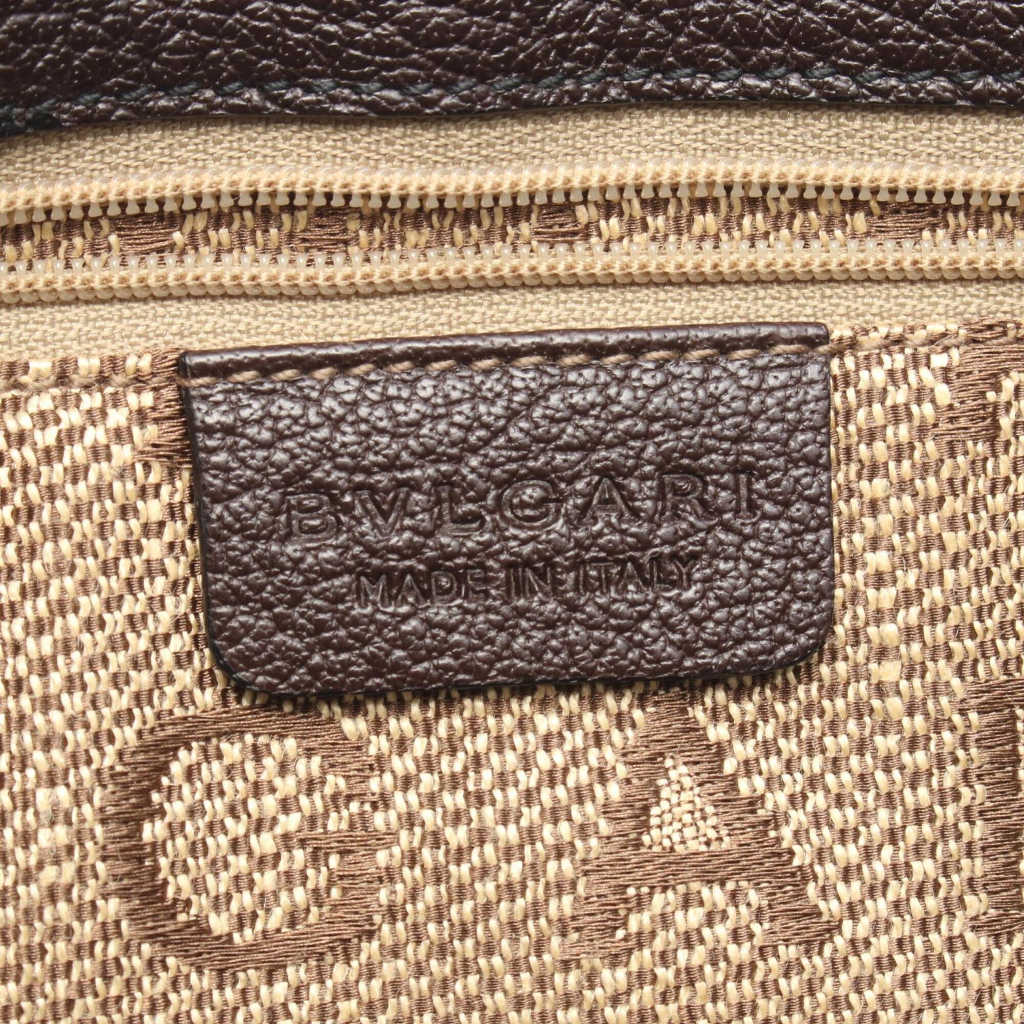 Bvlgari Brown Leather Handbag Tote Bag (Pre-Owned)