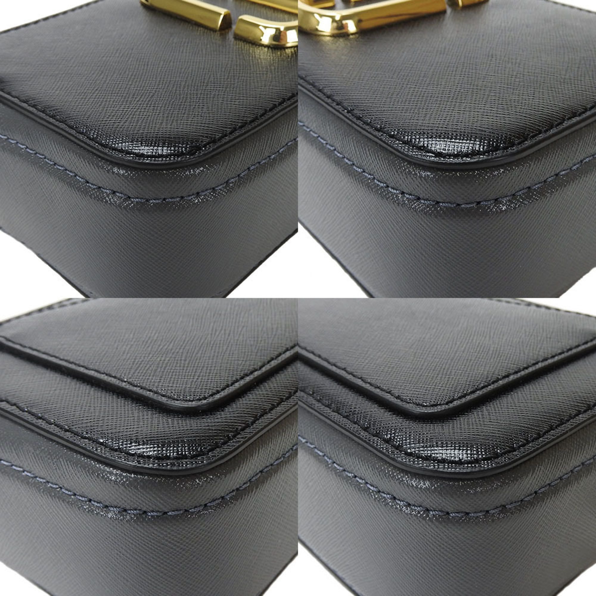 Marc Jacobs Black Gray Pink White Leather Shoulder Bag (Pre-Owned)