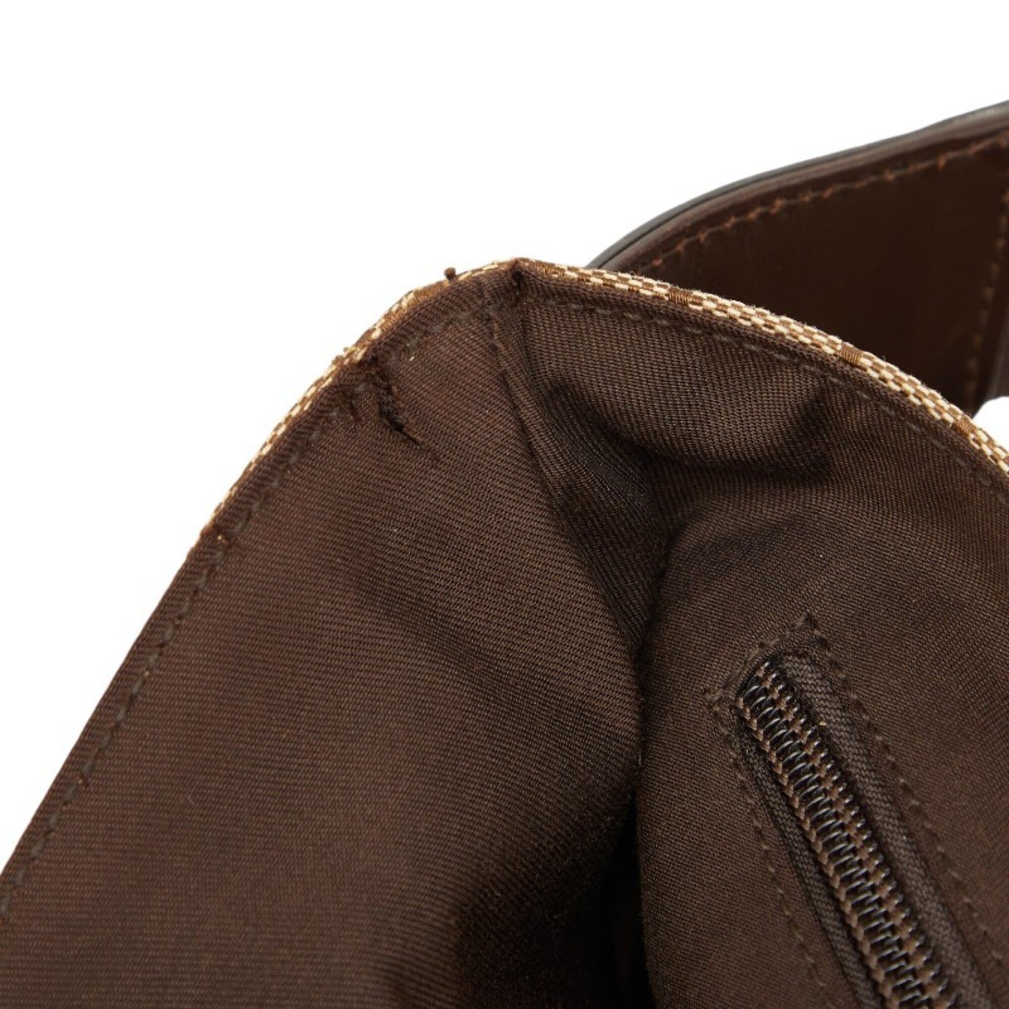 Gucci Beige Brown Canvas Leather Sling Bag (Pre-Owned)