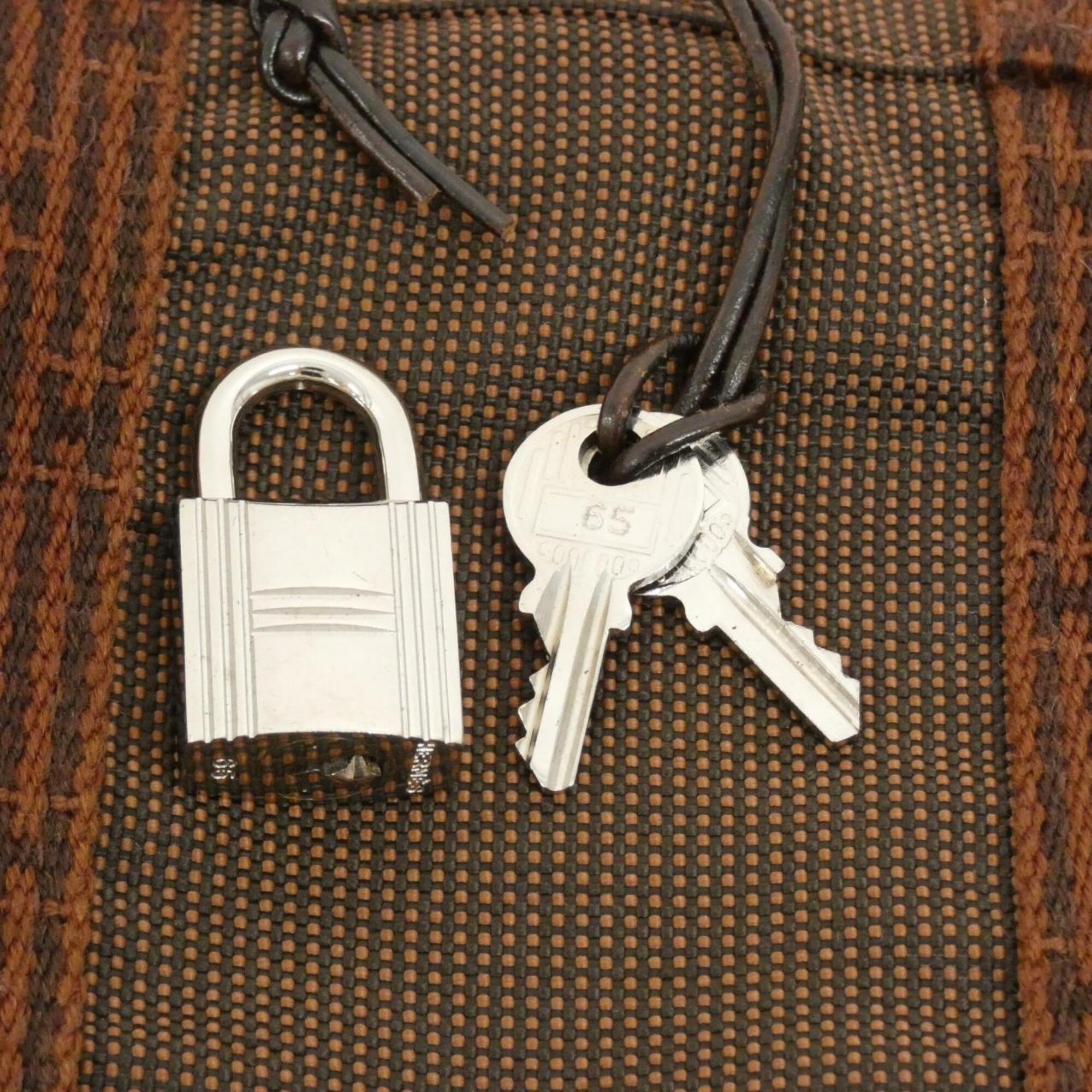 Hermes Brown Canvas Handbag (Pre-Owned)