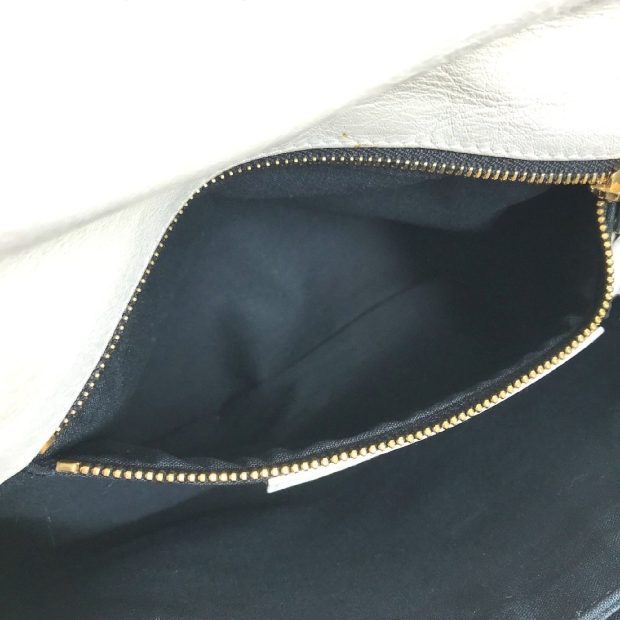 Balenciaga Gold White Leather Clutch Bag Handbag Pouch (Pre-Owned)