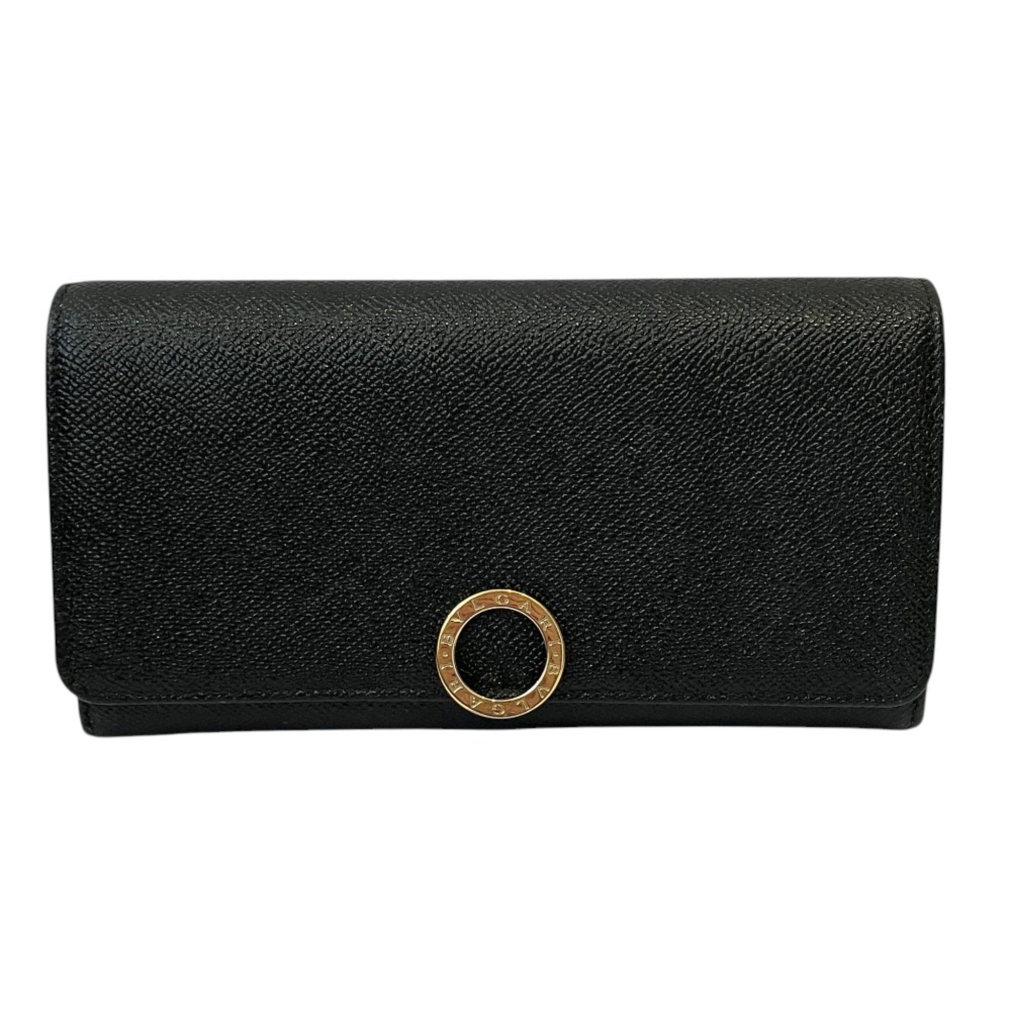 Bvlgari Black Leather Long Wallet (Bi-Fold) (Pre-Owned)