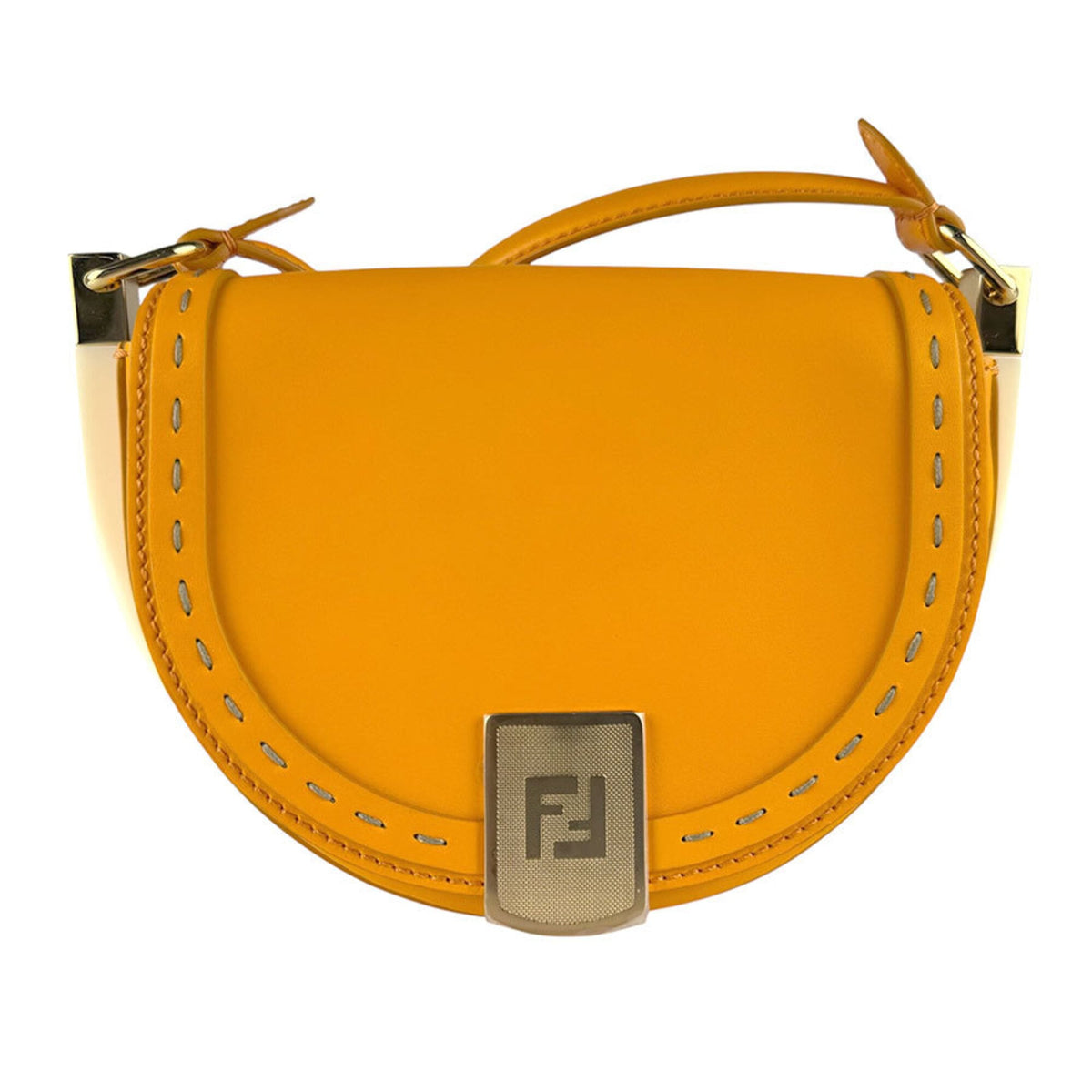 Fendi Orange Leather Shoulder Bag (Pre-Owned)