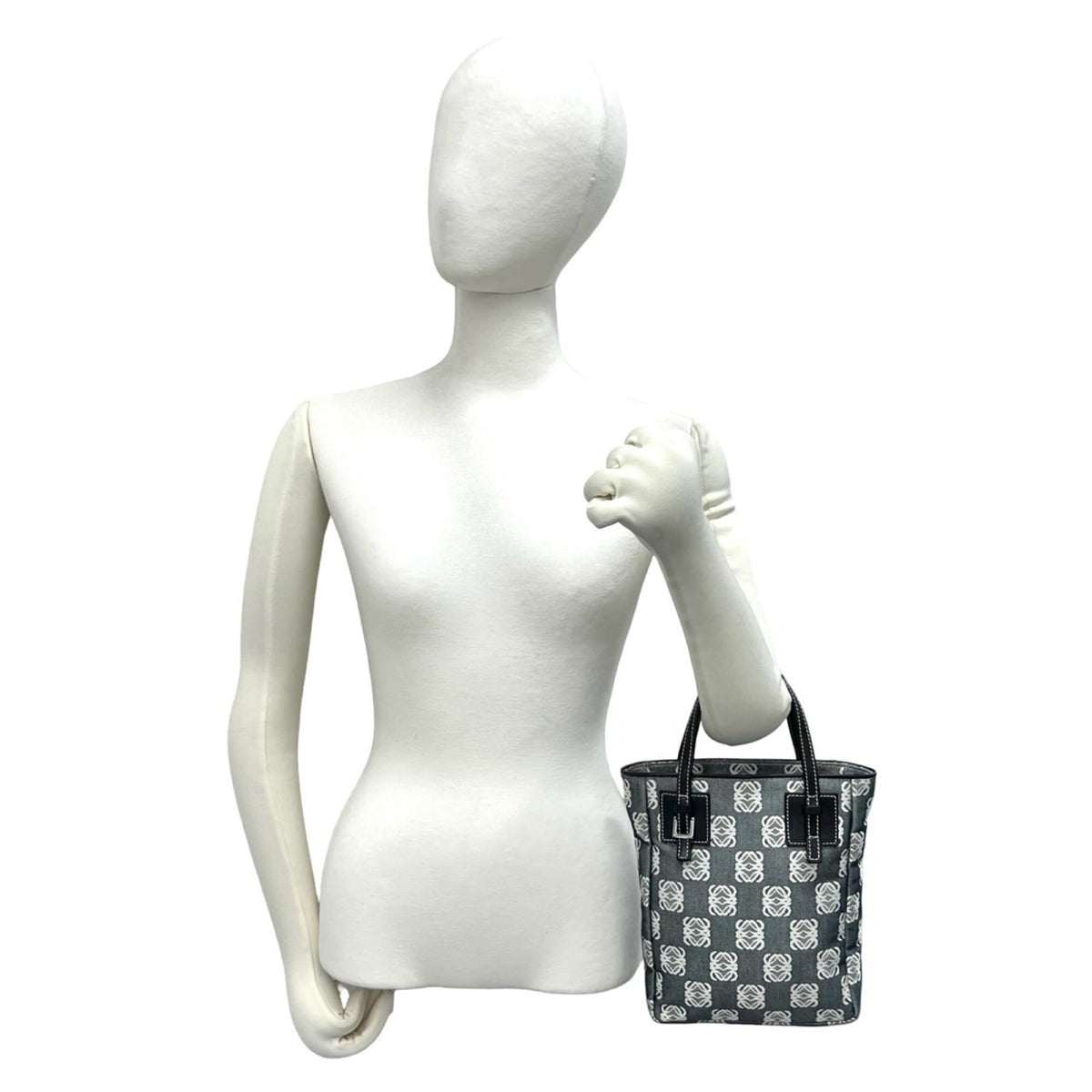 Loewe Black Gray Canvas Leather Handbag Tote Bag (Pre-Owned)