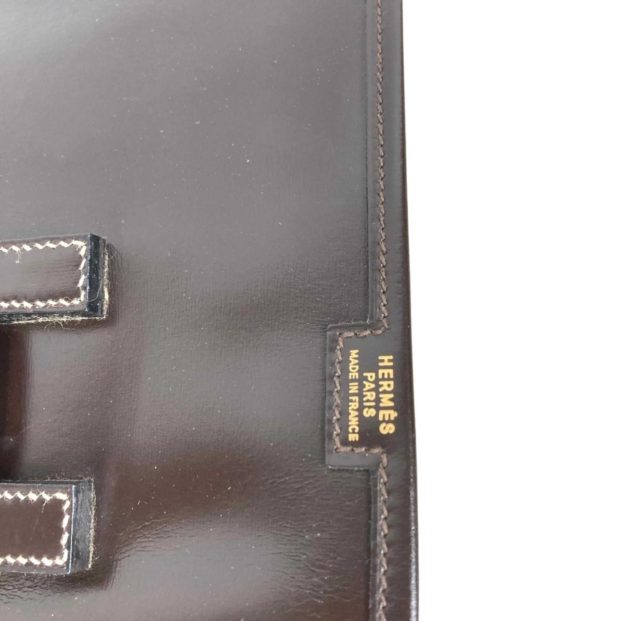 Hermes Dark Brown Leather Clutch Bag (Pre-Owned)