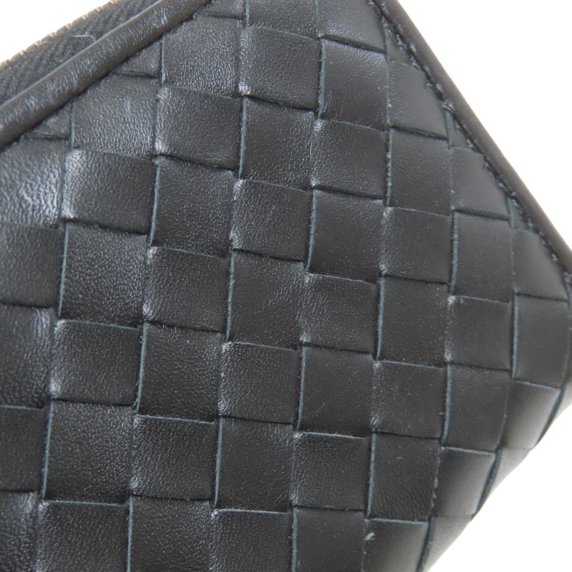 Bottega Veneta Intrecciato Black Leather Coin Purse/Coin Case (Pre-Owned)